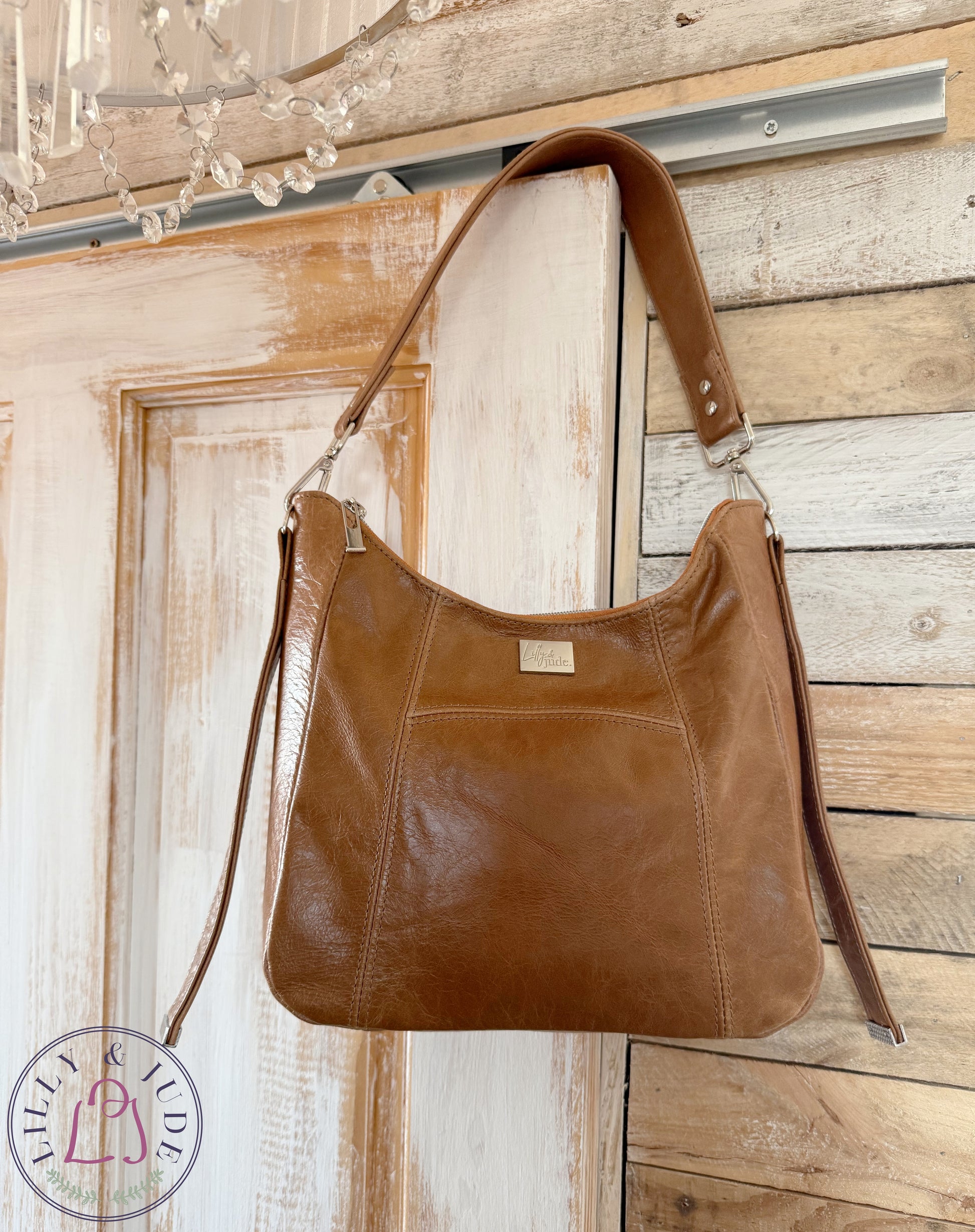 Aurora | Tan Leather Shoulder Bag | Simple Eco Style image 2