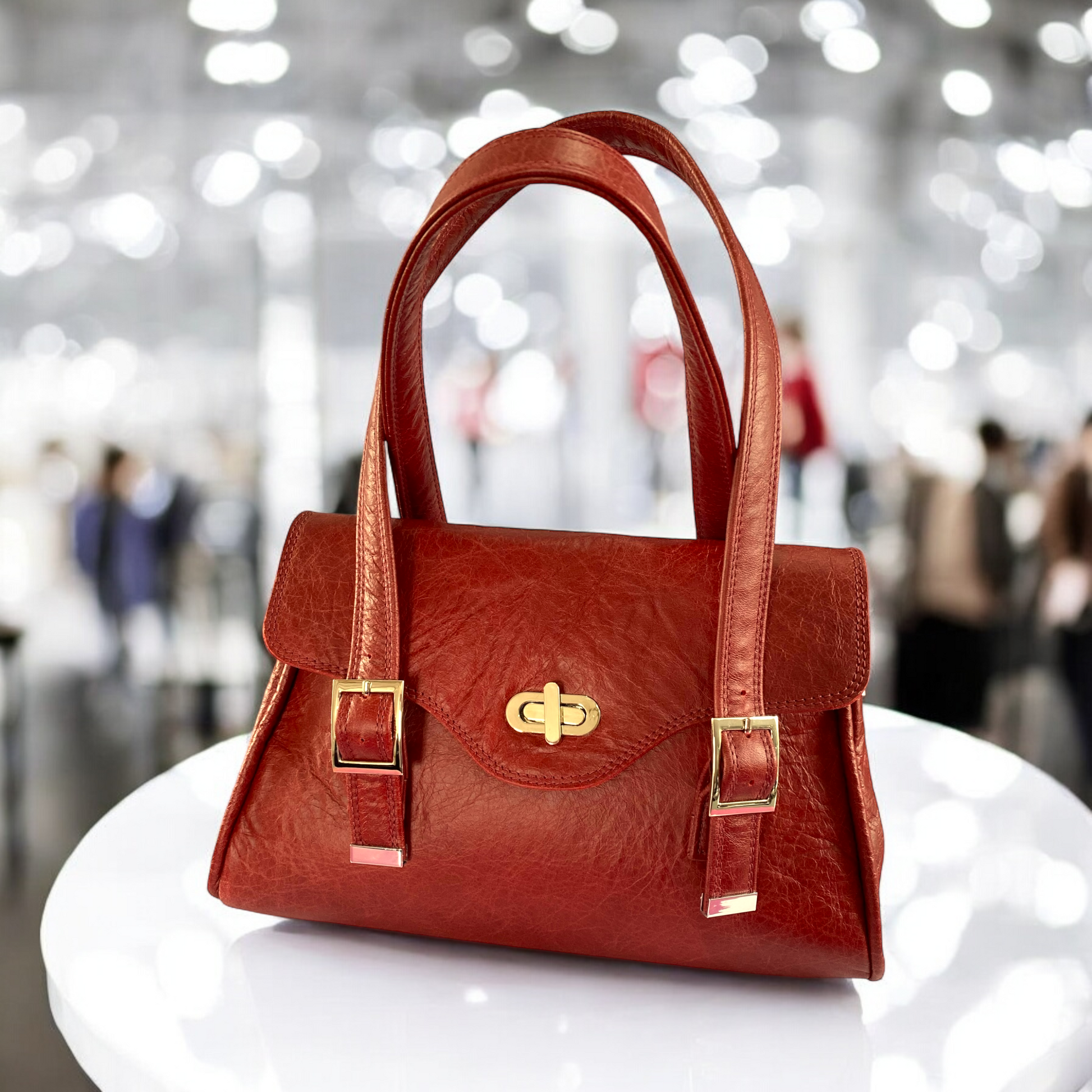 Rachel | Red Leather Shoulder Bag | Handcrafted with Distressed Leather image 1