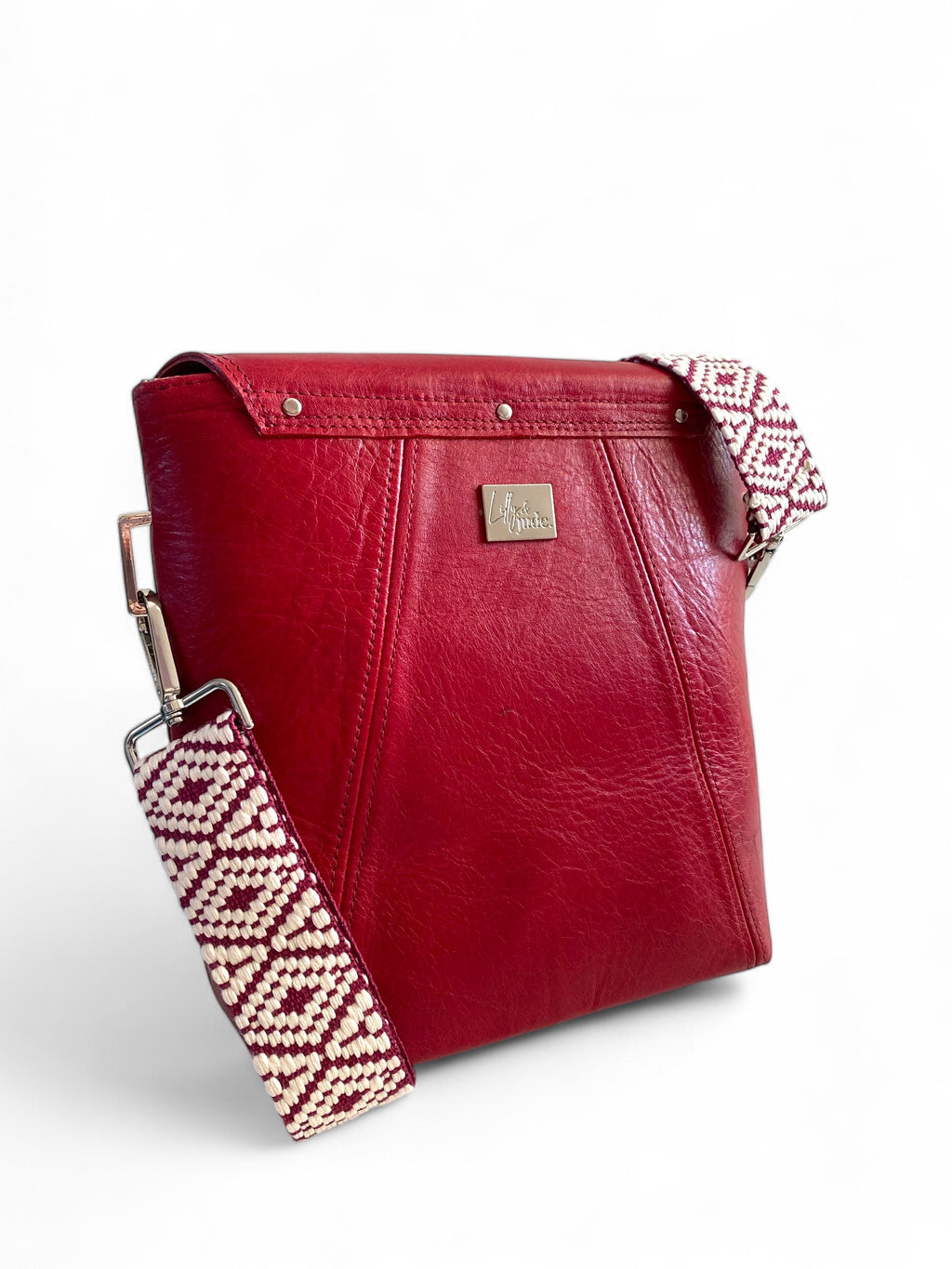 SWALK | Handcrafted Deep Red Leather Crossbody Bag image 5