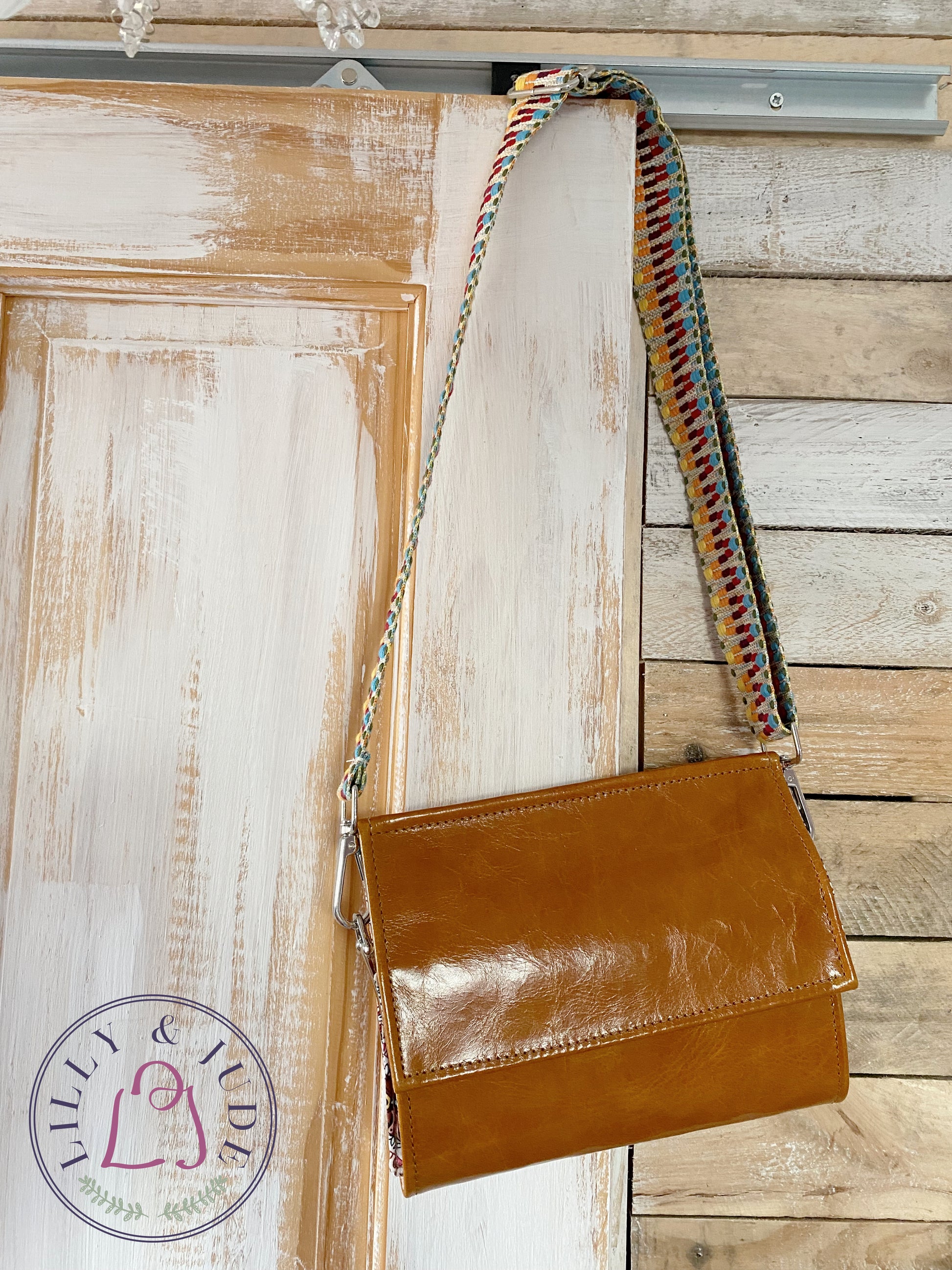 Lucy | Tan Leather Crossbody Clutch Bag | Handcrafted with Integrated Purse image 1