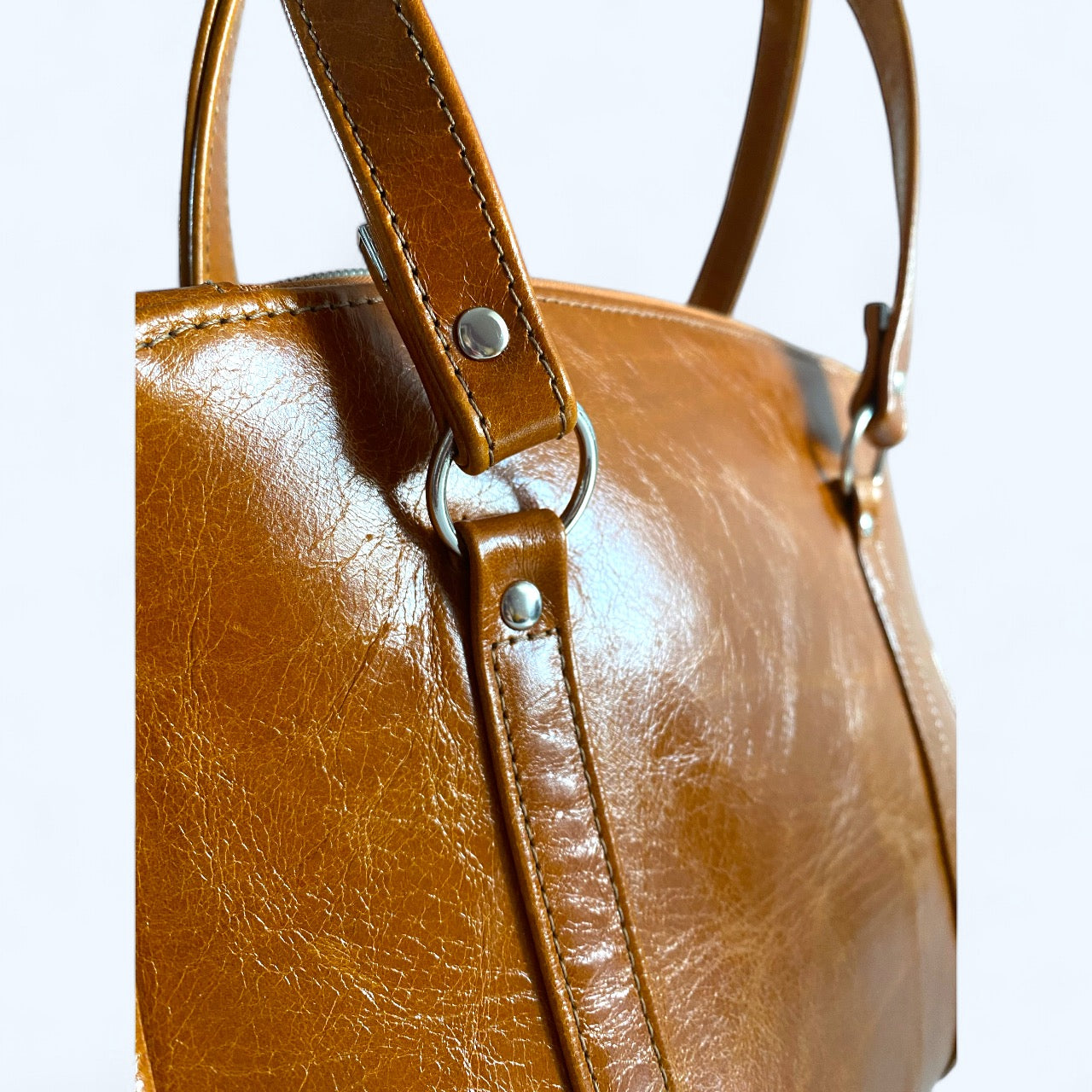 Rowena | Tan Leather 3 Section Shoulder Bag image 3