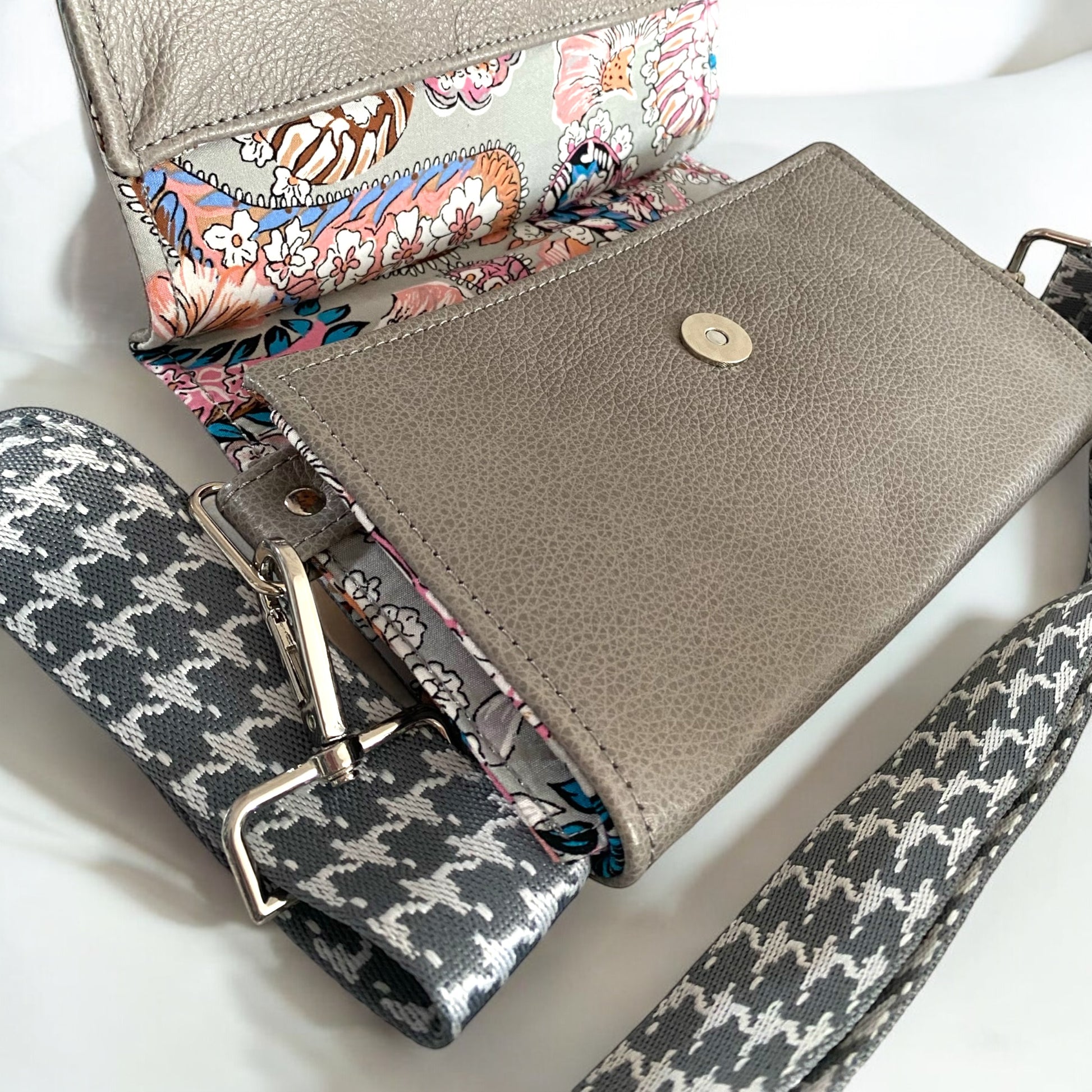Lucy | Grey Leather Crossbody Clutch Bag | Handcrafted, Versatile & Sustainable image 5