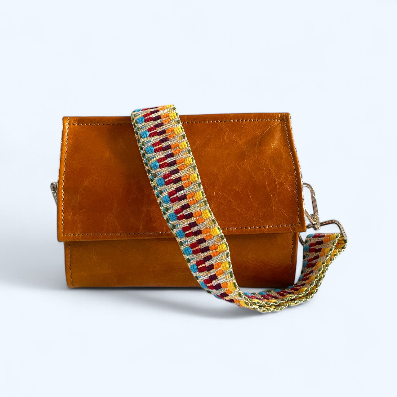 Lucy | Tan Leather Crossbody Clutch Bag | Handcrafted with Integrated Purse image 0