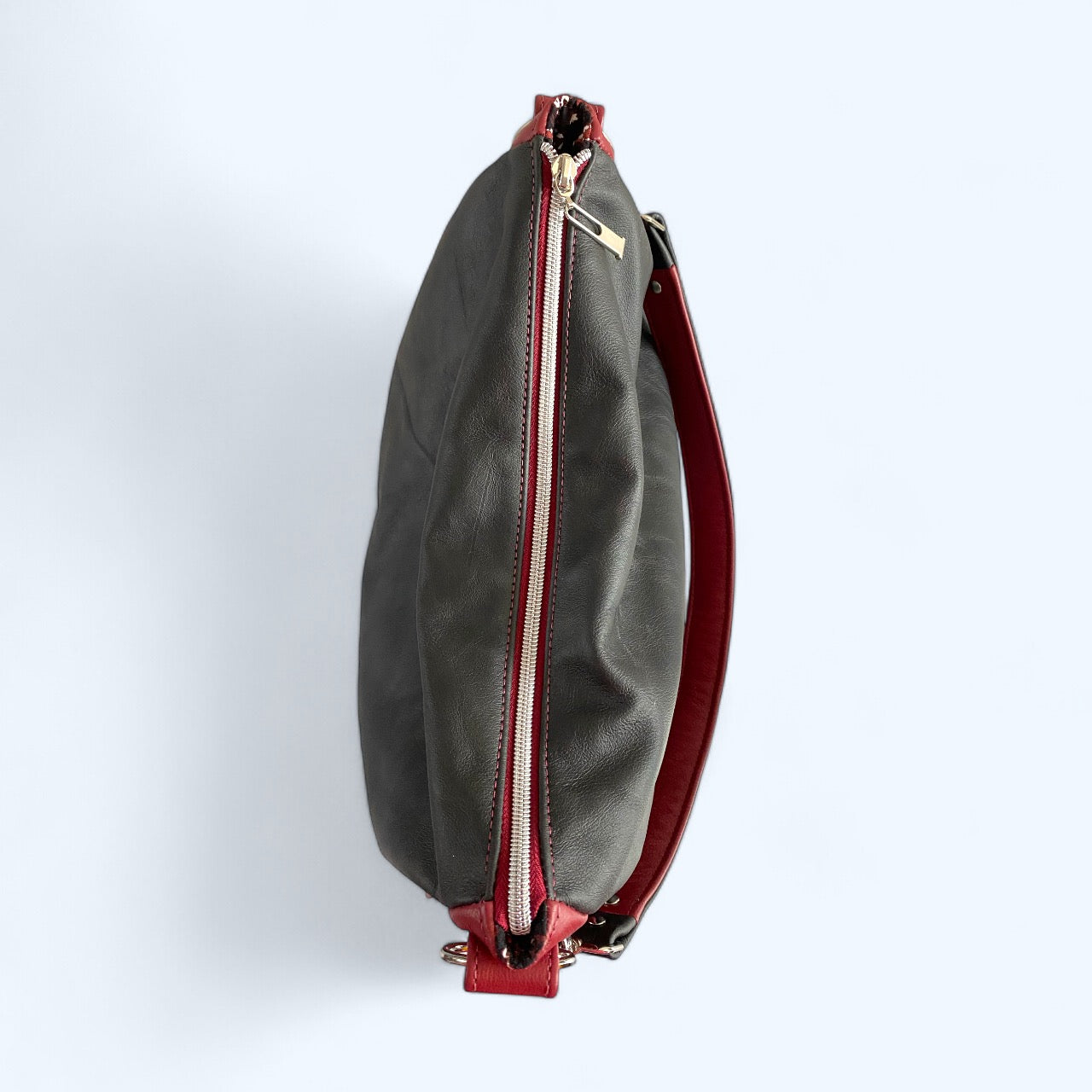 Paulette | Black and Red Leather Shoulder Bag | Handcrafted from Rescued Leather image 5