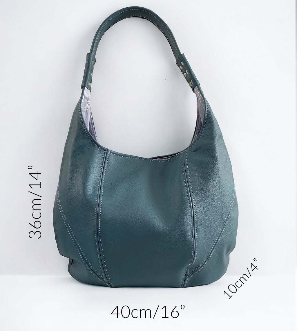 Estrella | Blue Leather Shoulder Bag | Chic Slouch Handbag image 8