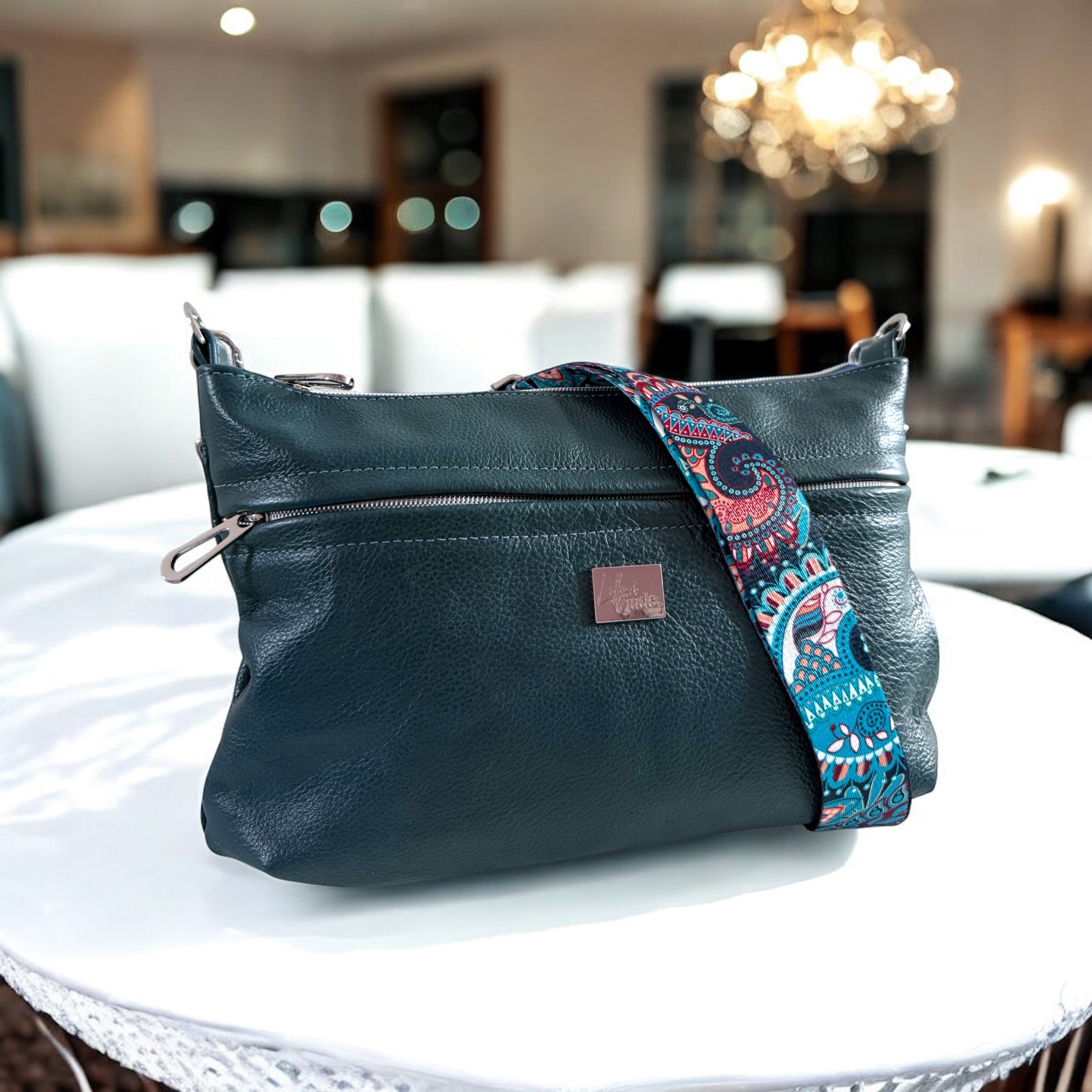Starburn Grande | Dark Teal Leather Shoulder Bag | Sustainable Crossbody image 3