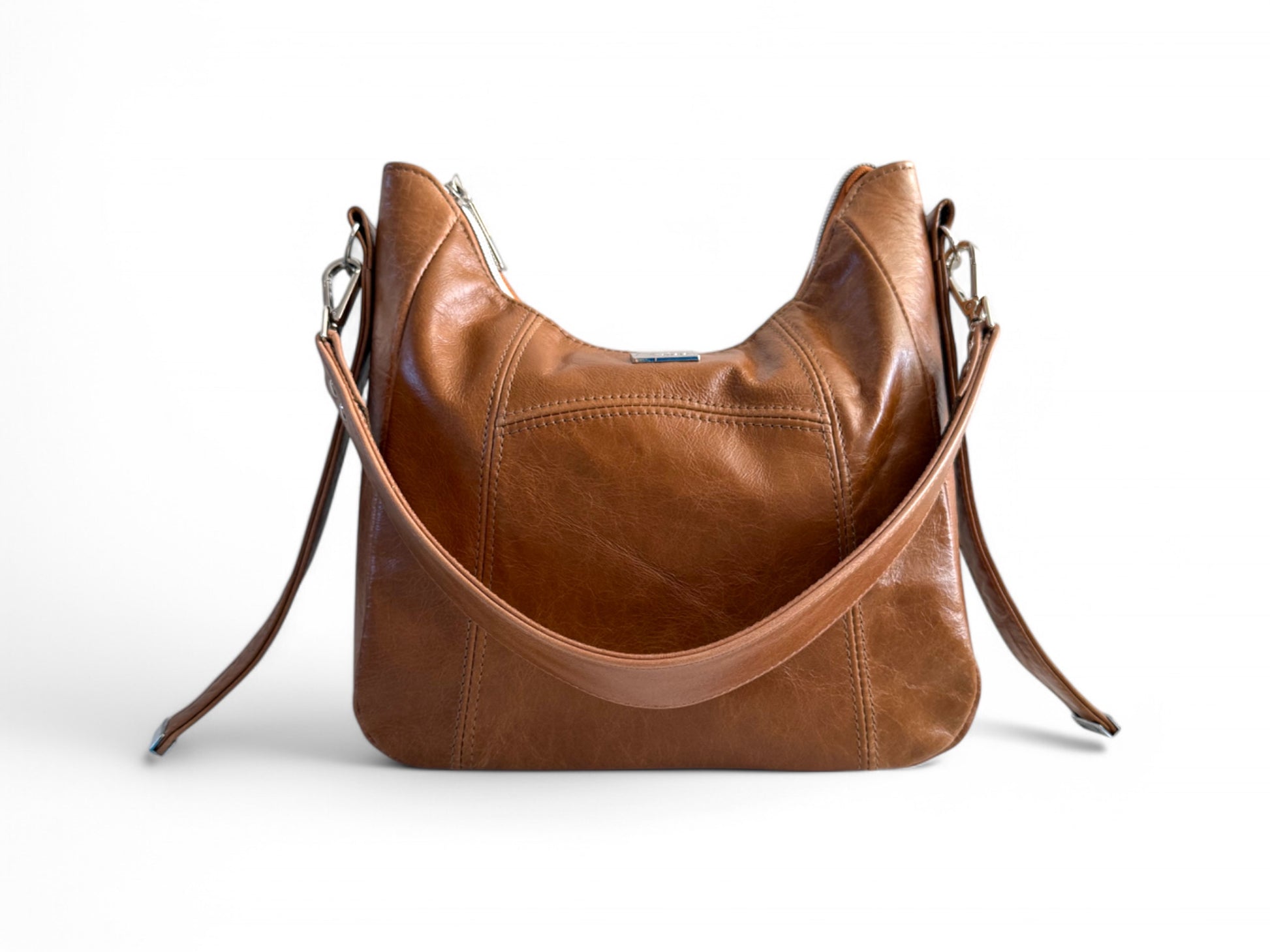 Aurora | Tan Leather Shoulder Bag | Simple Eco Style image 9