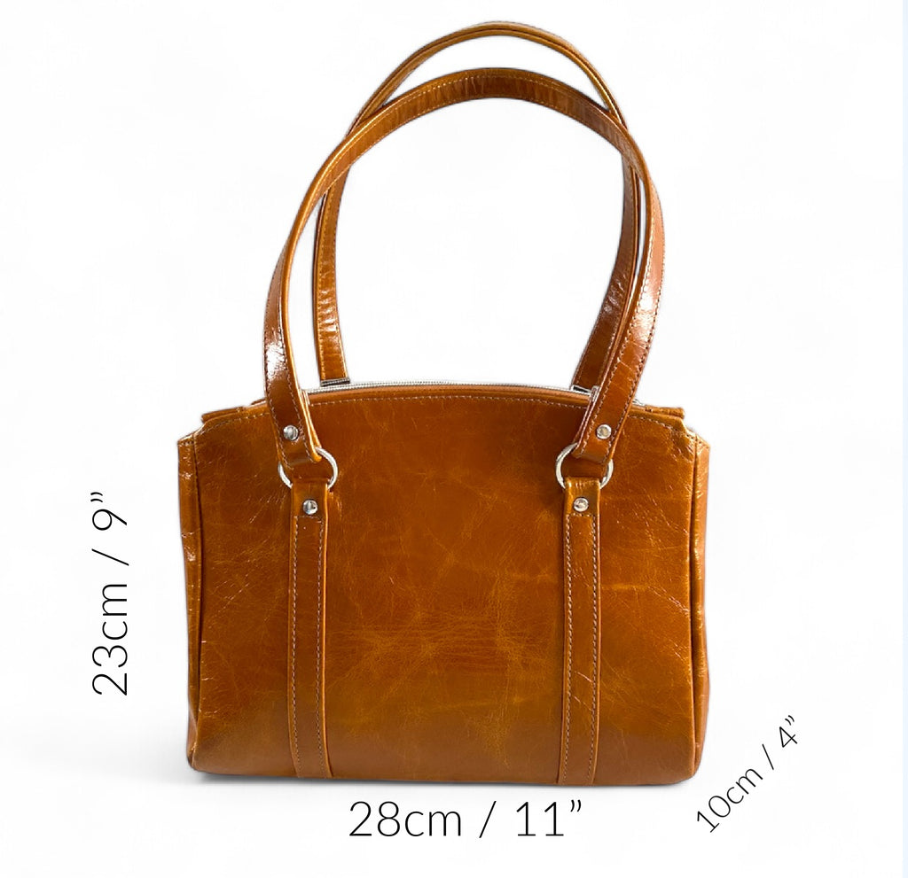 Rowena | Tan Leather 3 Section Shoulder Bag image 12