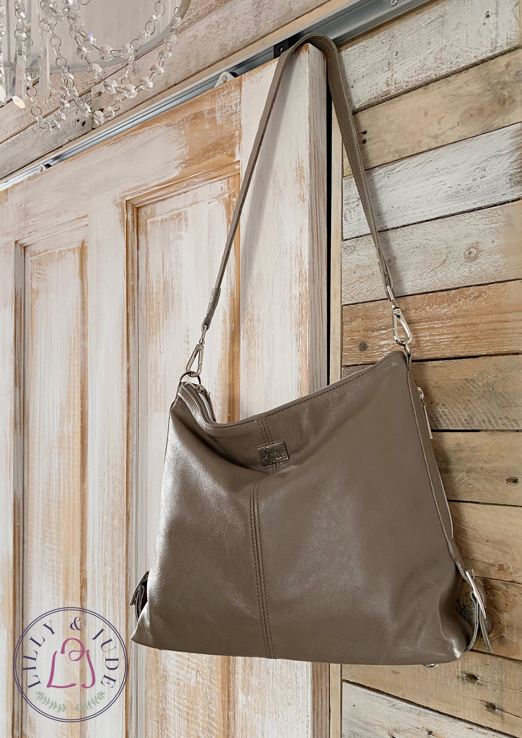 Juliette | Handcrafted Mink Grey Leather Slouch Bag image 2