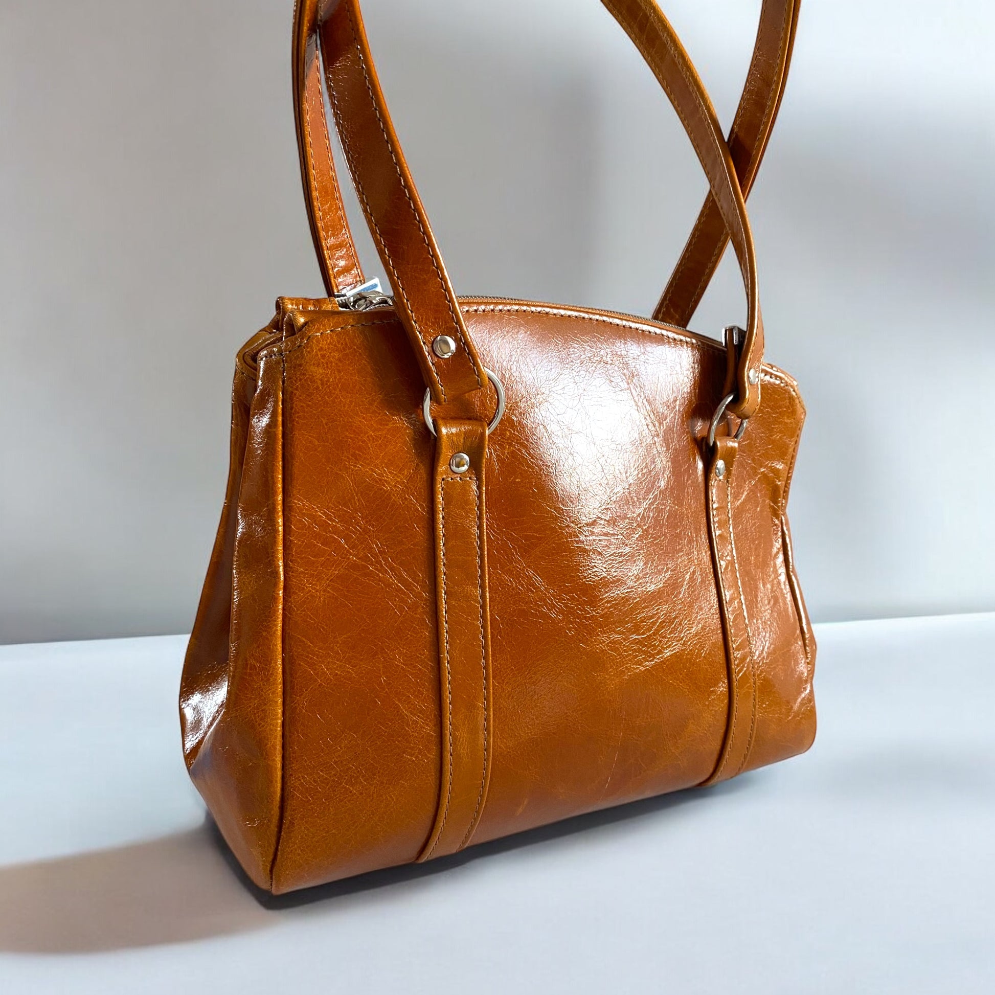 Rowena | Tan Leather 3 Section Shoulder Bag image 0