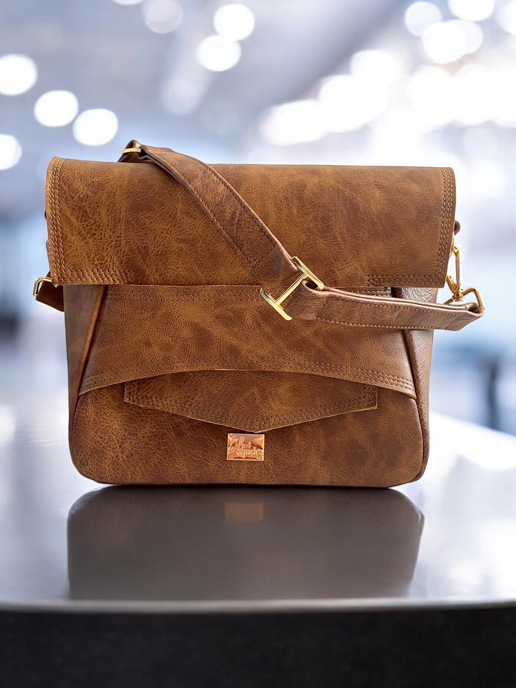 Emmie | Whiskey Brown Leather Shoulder Bag | Handcrafted from Rescued Leather image 4
