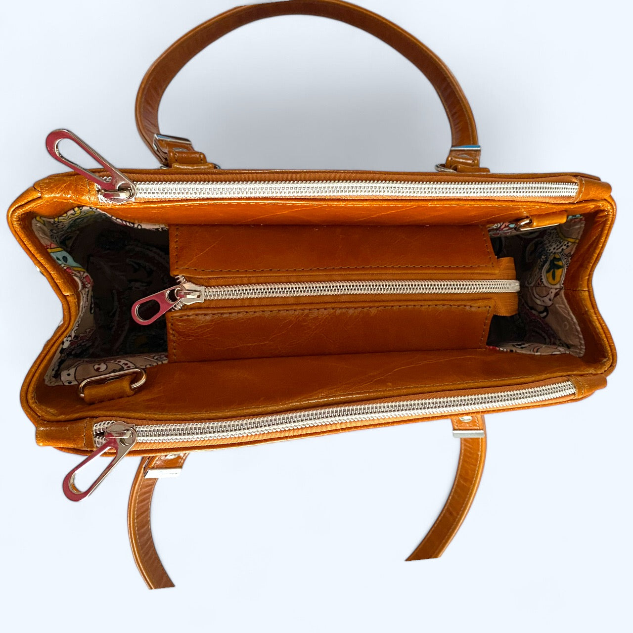 Rowena | Tan Leather 3 Section Shoulder Bag image 5