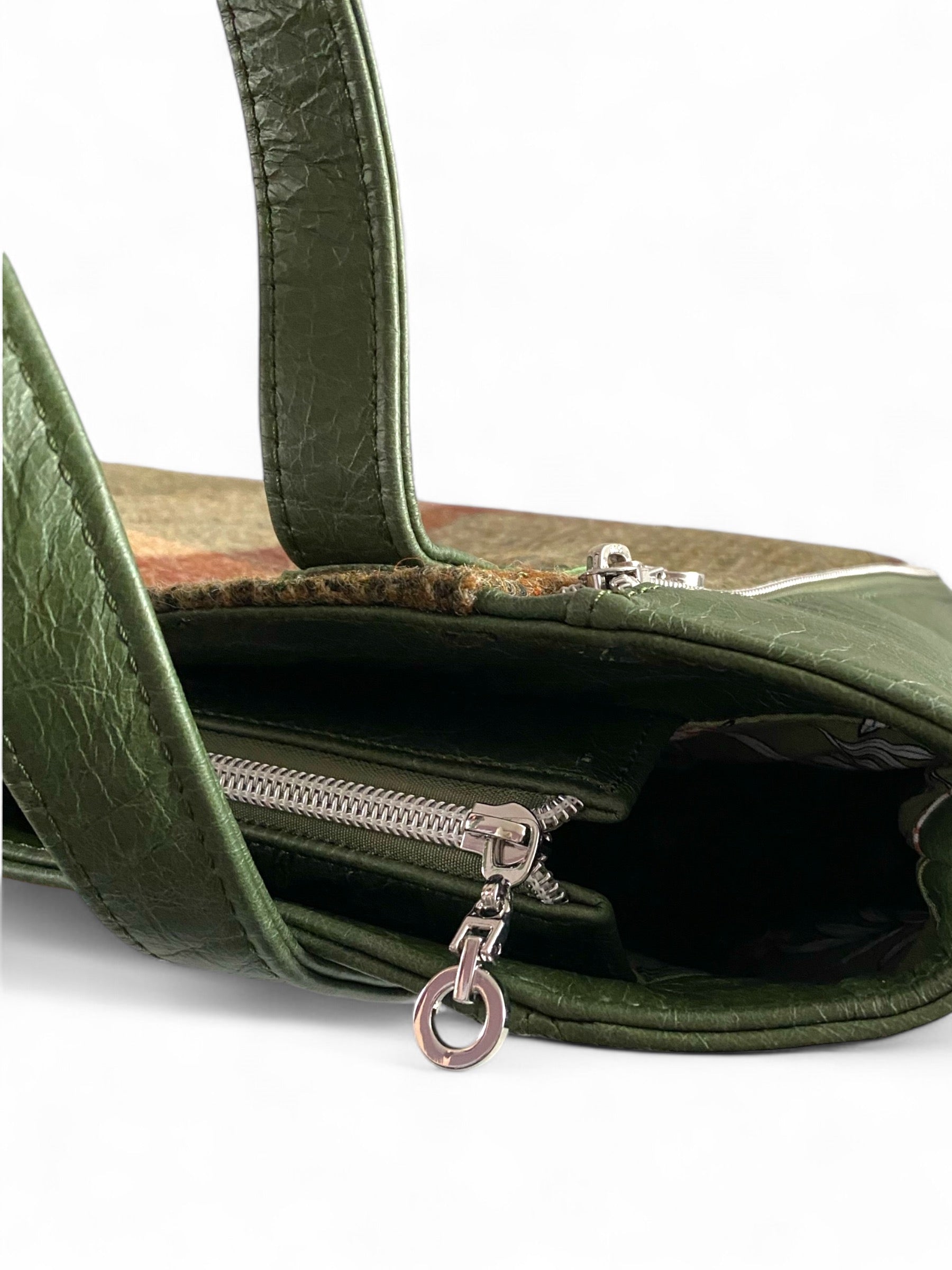 Rudy | Green Leather & Autumnal Tweed Handbag | Handcrafted Eco Luxury image 8