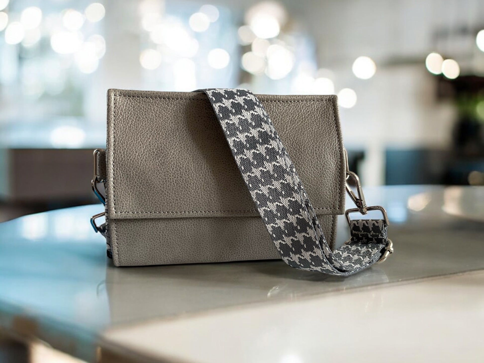Lucy | Grey Leather Crossbody Clutch Bag | Handcrafted, Versatile & Sustainable image 4