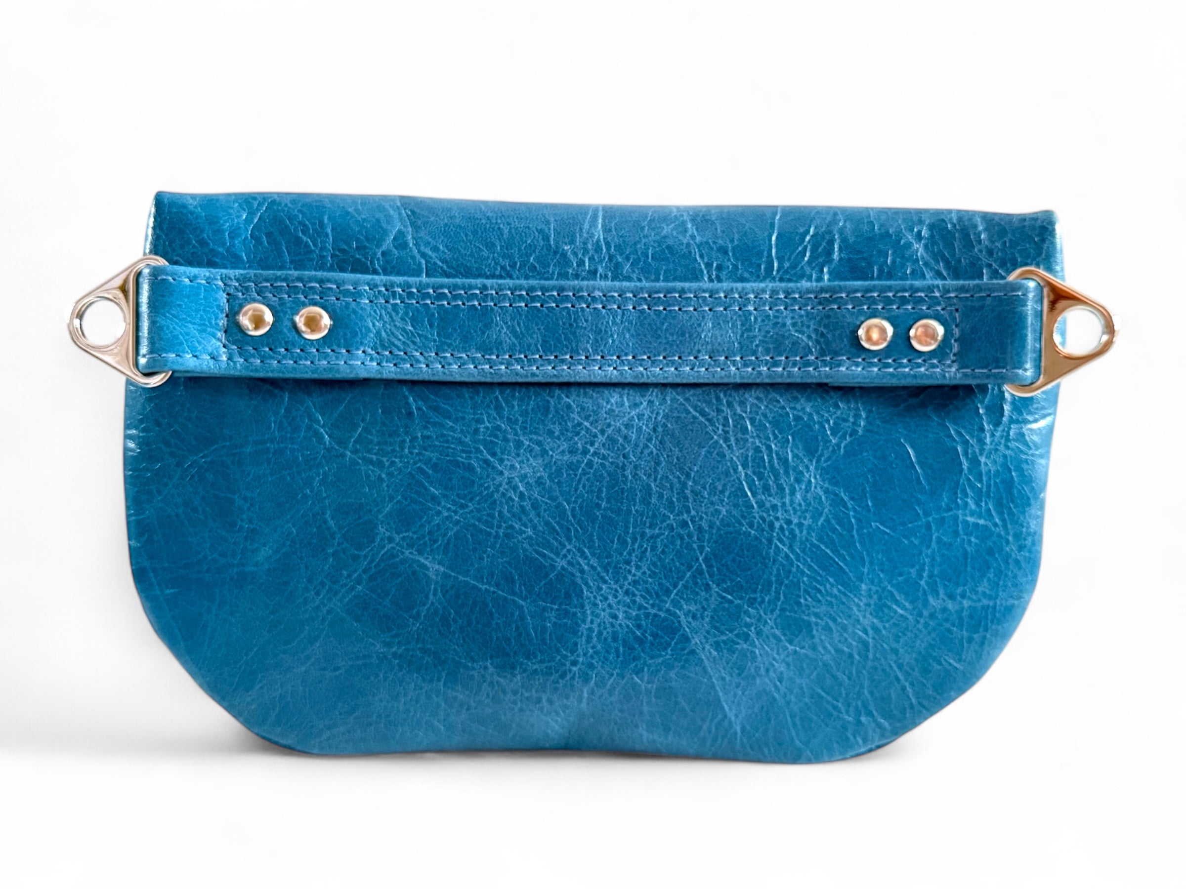 Shelly | Azure Blue Leather Hip Bag | Sustainable Multi-way Bag image 9