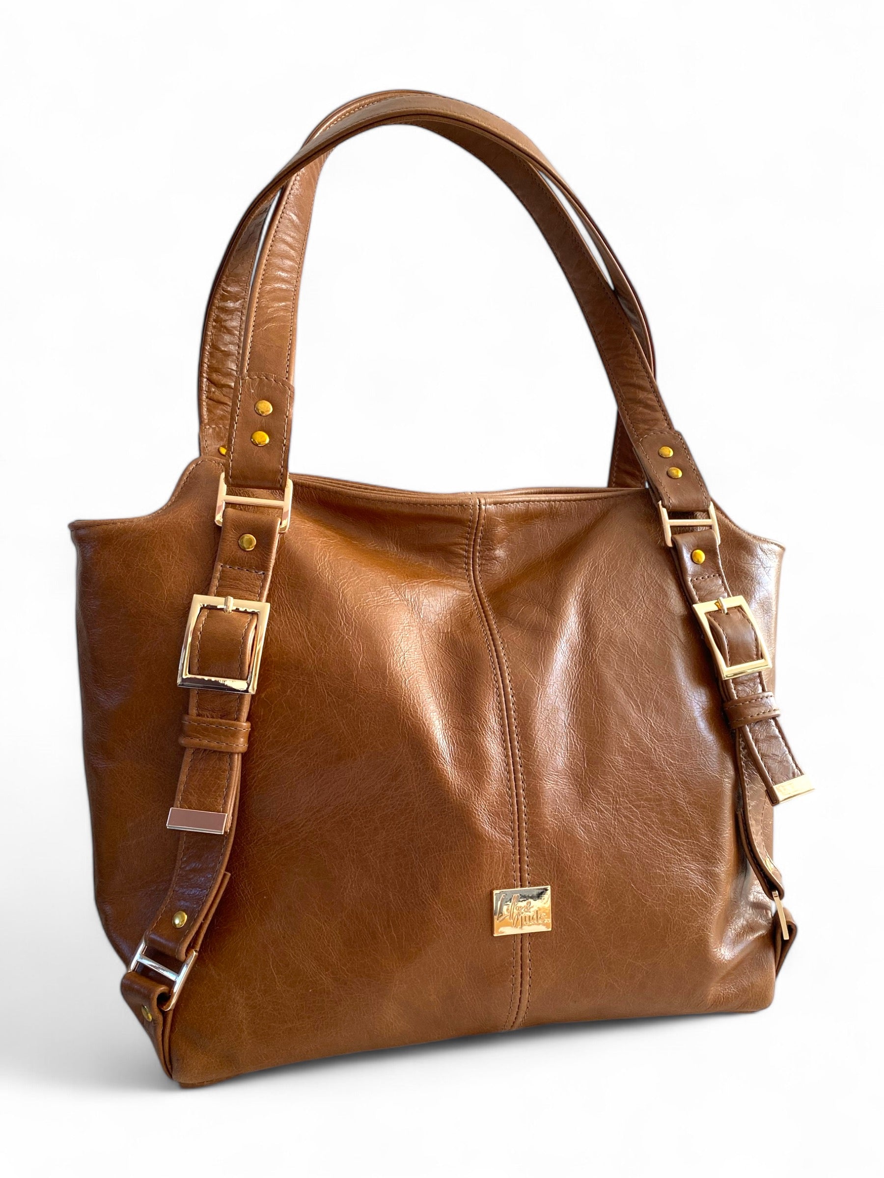 Moonwake | Tan Brown Leather Slouch Tote Bag image 3