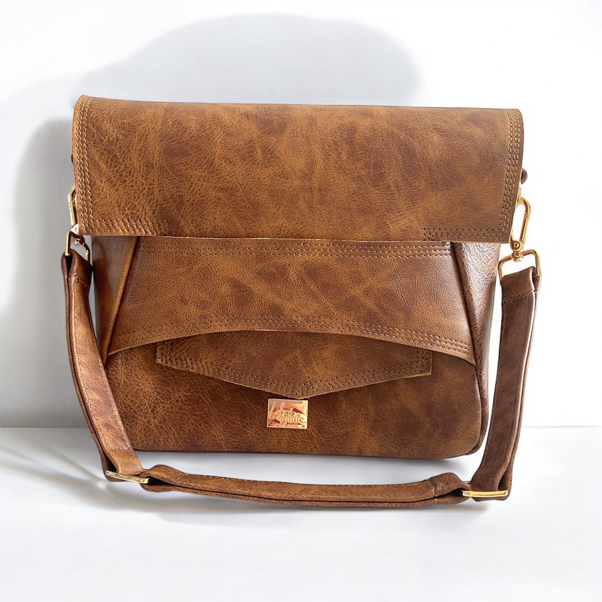 Emmie | Whiskey Brown Leather Shoulder Bag | Handcrafted from Rescued Leather image 3