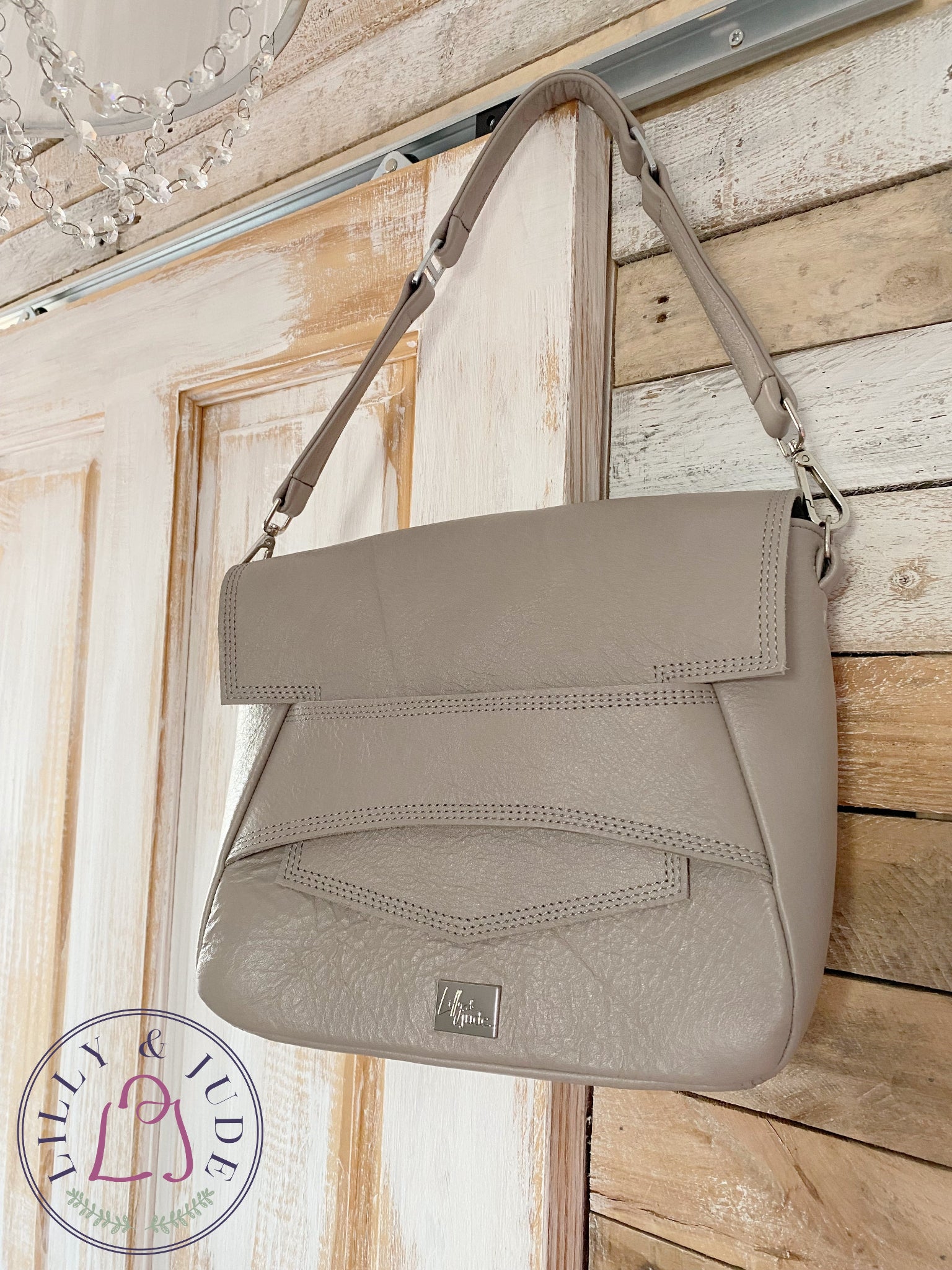Emmmie | Grey Leather Shoulder Bag | Handcrafted, Eco-Friendly & Stylish image 9