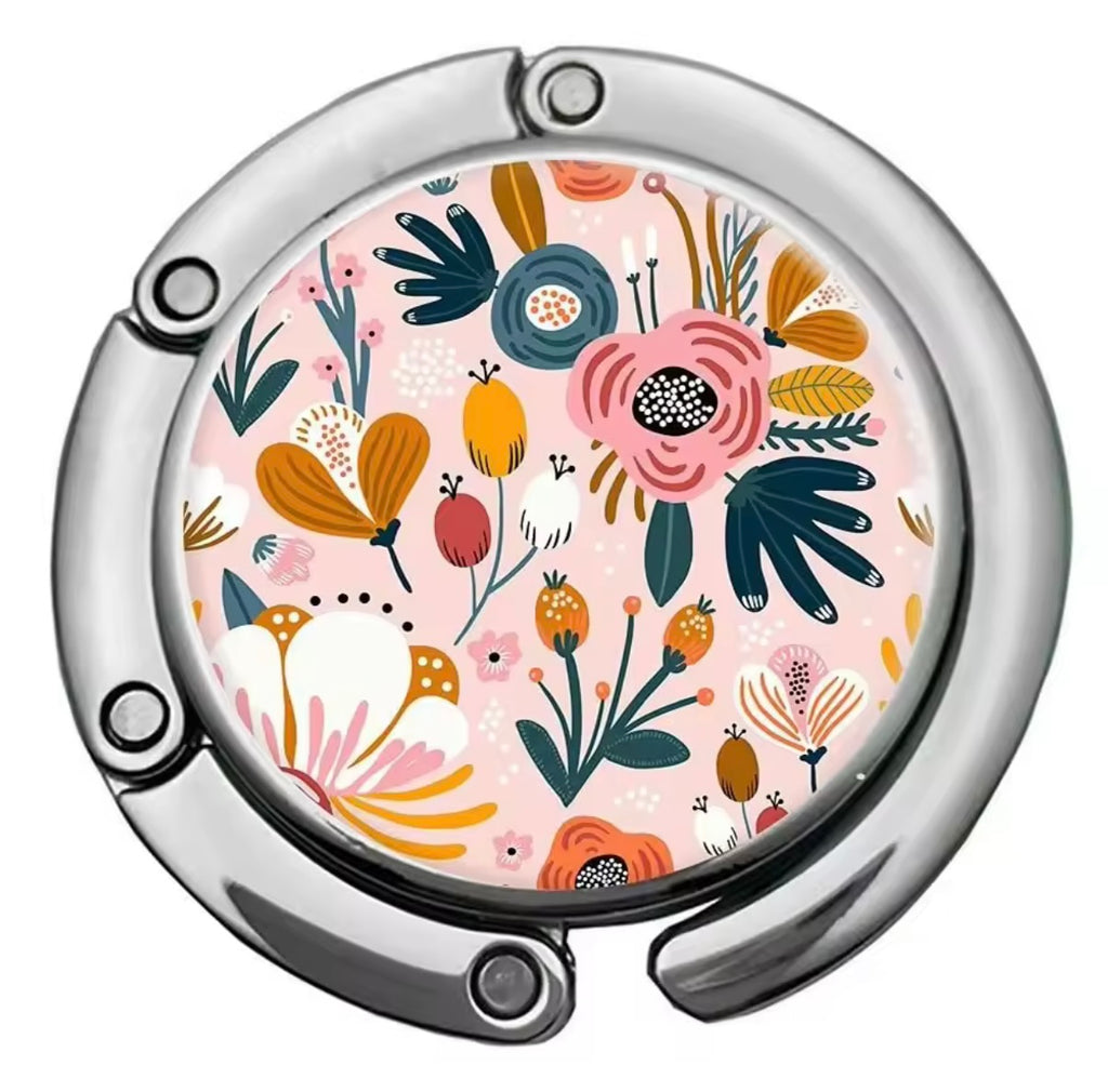 Floral Foldaway Handbag Hook | Table Bag Holder with Scandi-Style Flower Design | Bag Accessories