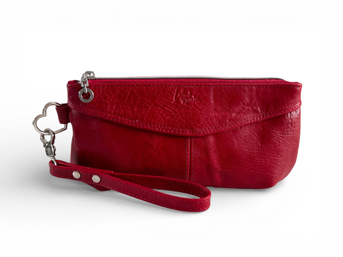 Ella | Red Leather Wristlet Clutch Bag | Edit:love