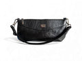 Black leather baguette style handbag with a visible Lilly&Jude  brand logo on a white background
