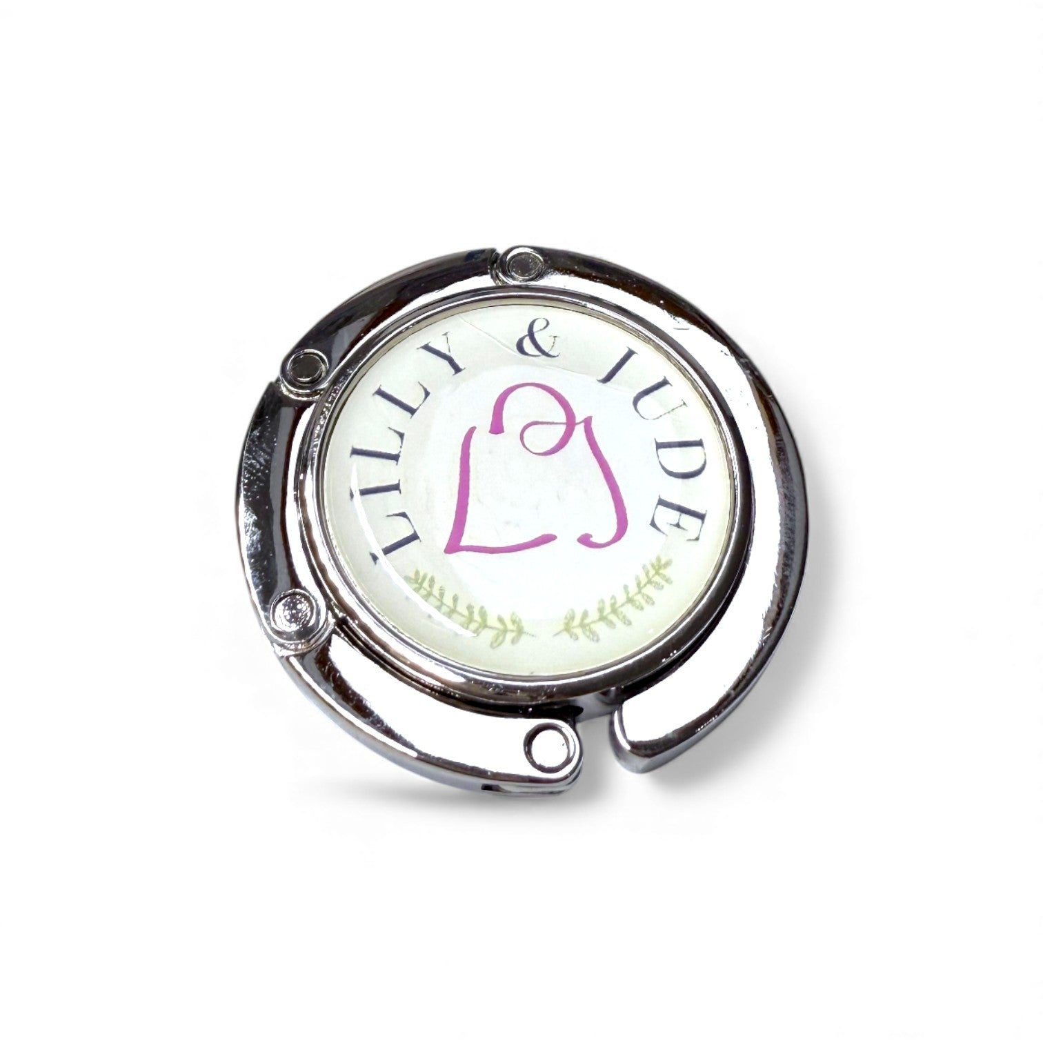 Handbag hanger with 'LILLY & JUDE' branding on a white background