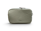 A sage green faux-leather zippered pouch with a embossed 'Lilly & Jude' logo on the front, shown on a clean white background.