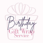 Logo for 'Birthday Gift Wrap Service' with a decorative gift box outline on a white background.