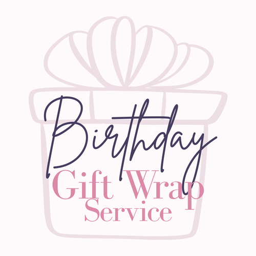 Logo for 'Birthday Gift Wrap Service' with a decorative gift box outline on a white background.