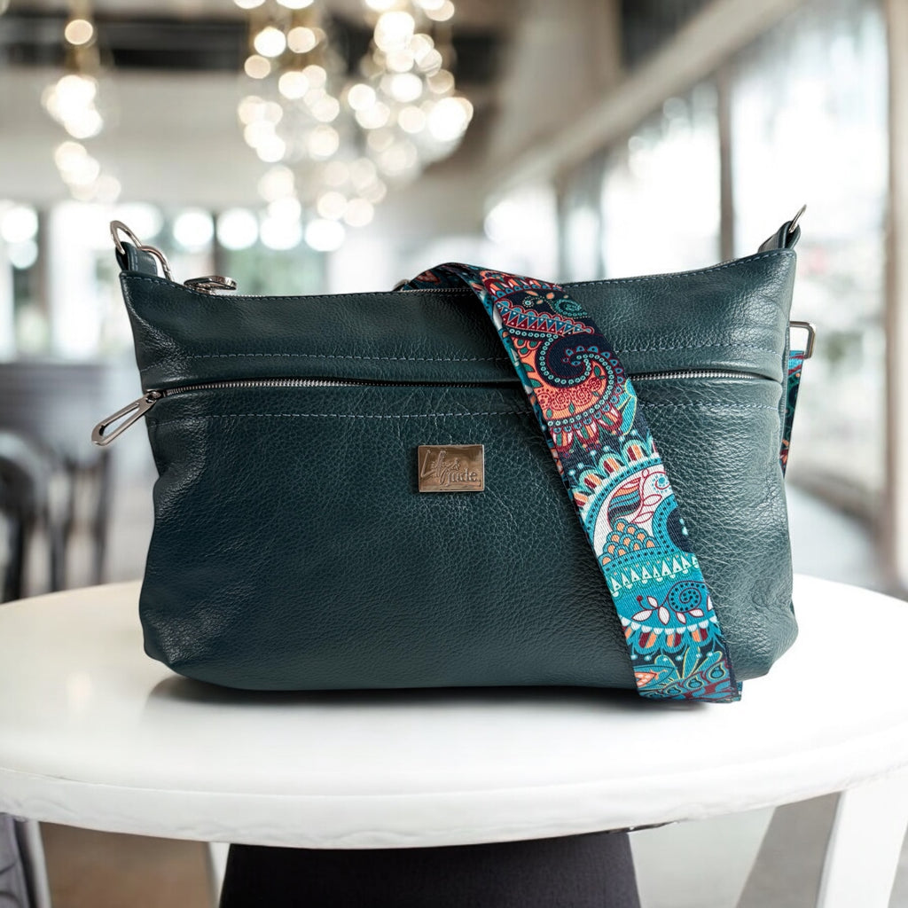 Starburn Grande | Dark Teal Leather Shoulder Bag | Sustainable Crossbody 