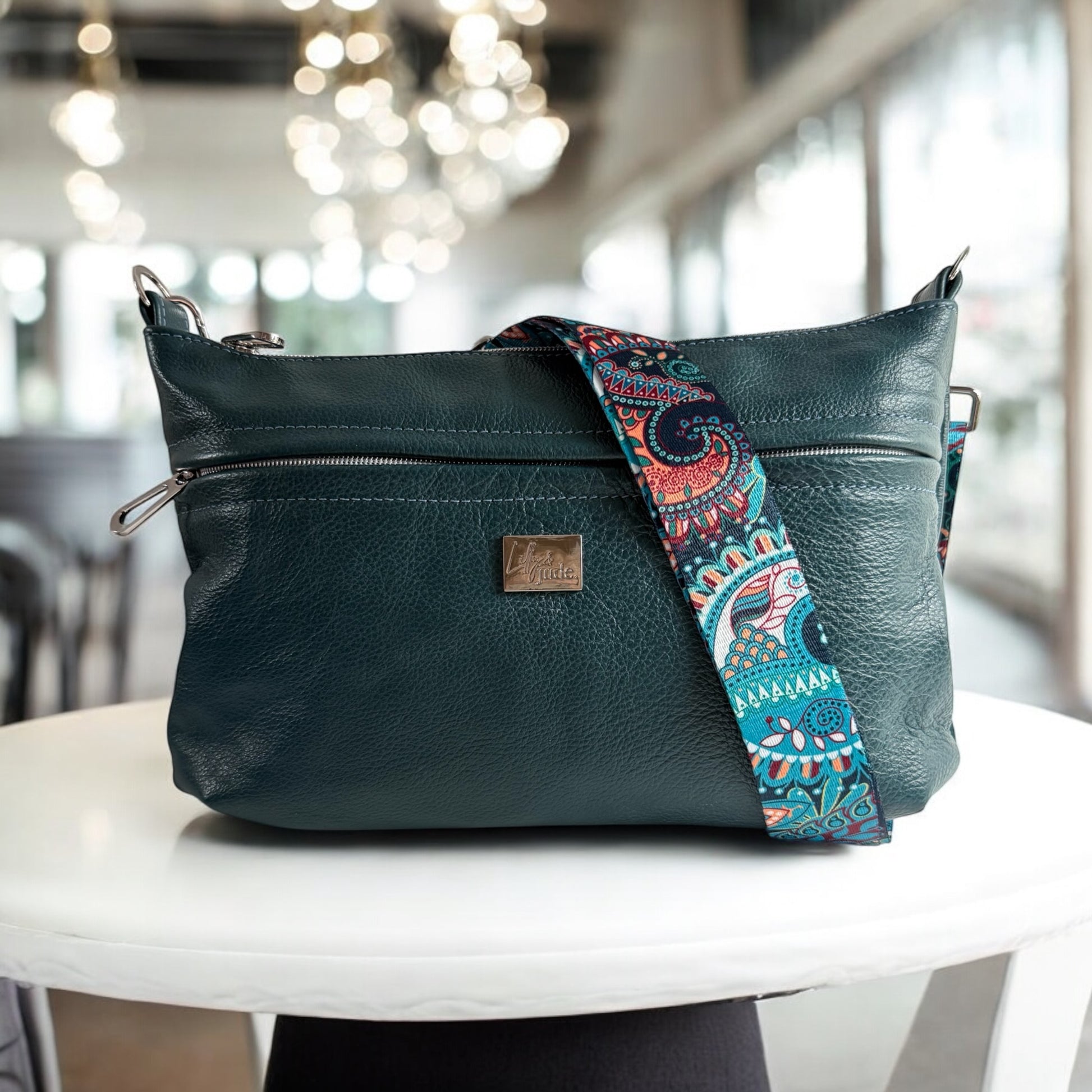 Starburn Grande | Dark Teal Leather Shoulder Bag | Sustainable Crossbody 