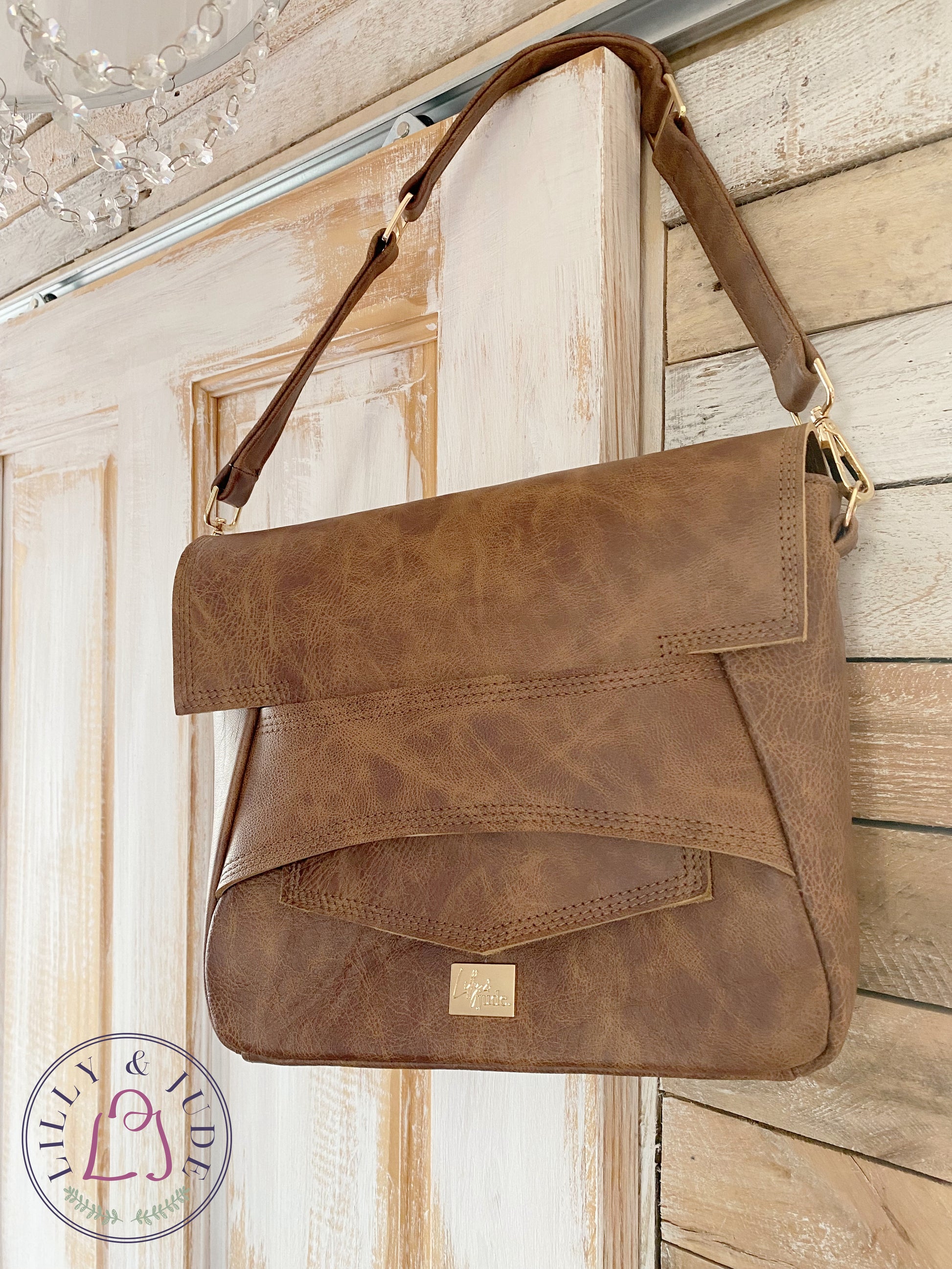 Emmie | Whiskey Brown Leather Shoulder Bag | Handcrafted from Rescued Leather image 1
