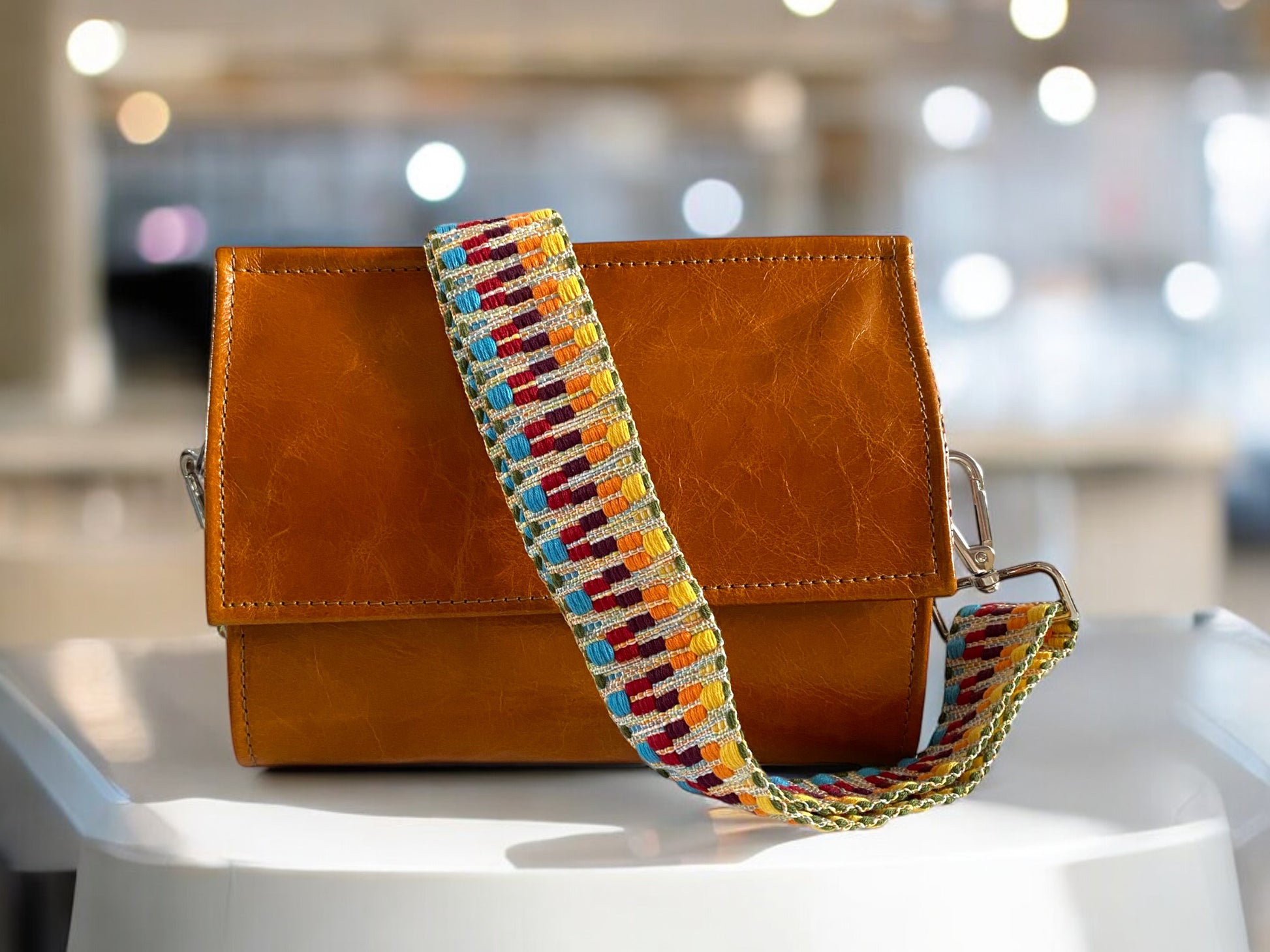 Lucy | Tan Leather Crossbody Clutch Bag | Handcrafted with Integrated Purse image 5