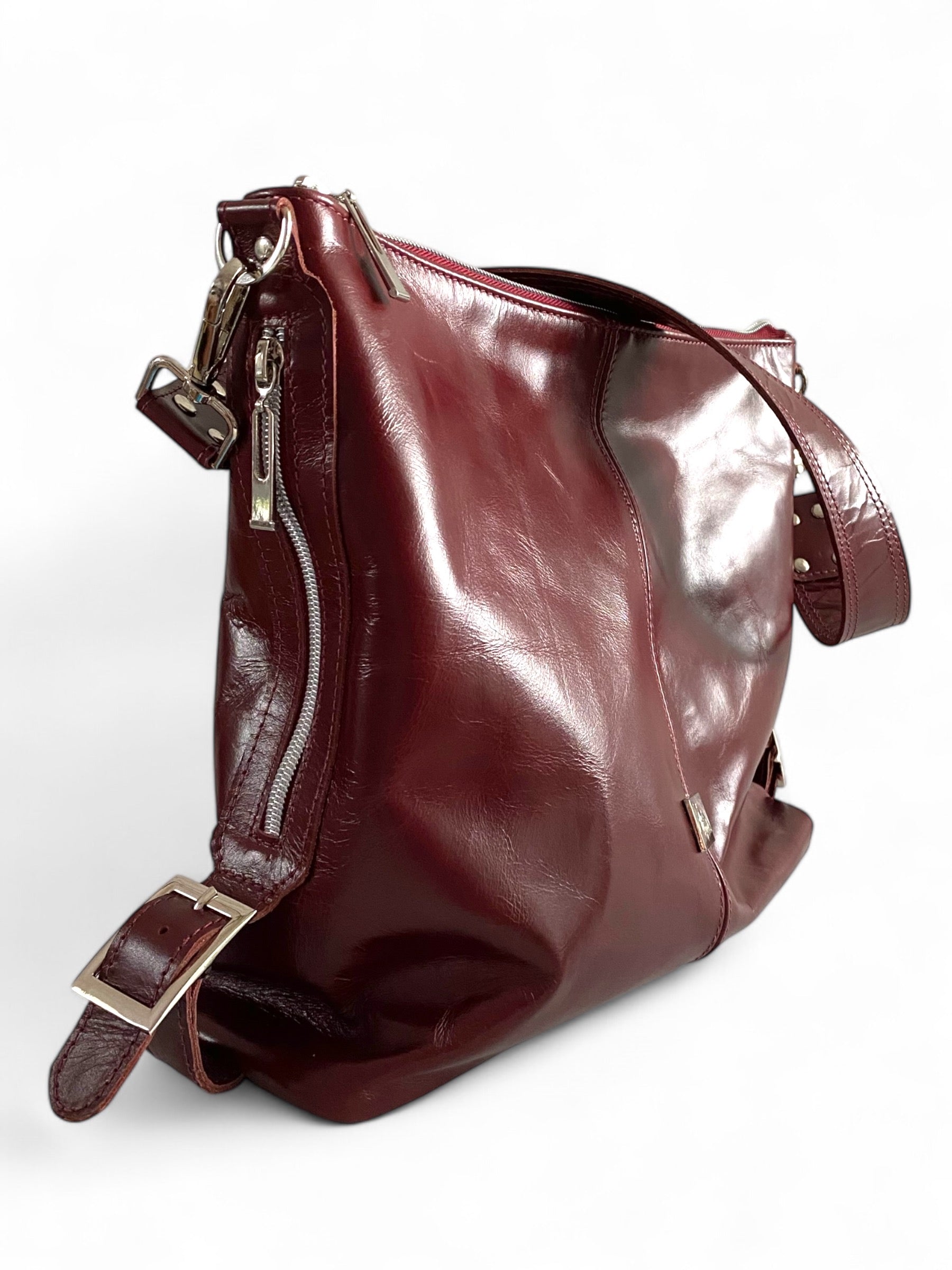 Juliette | Handcrafted Burgundy Leather Slouch Bag image 8