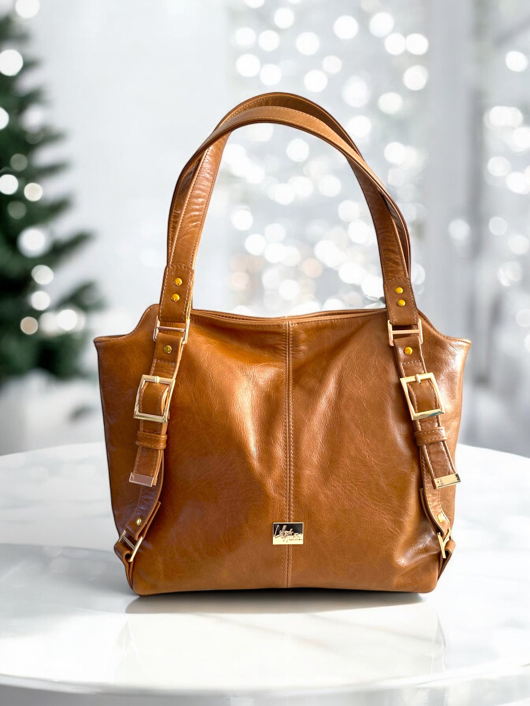 Moonwake | Tan Brown Leather Slouch Tote Bag image 1