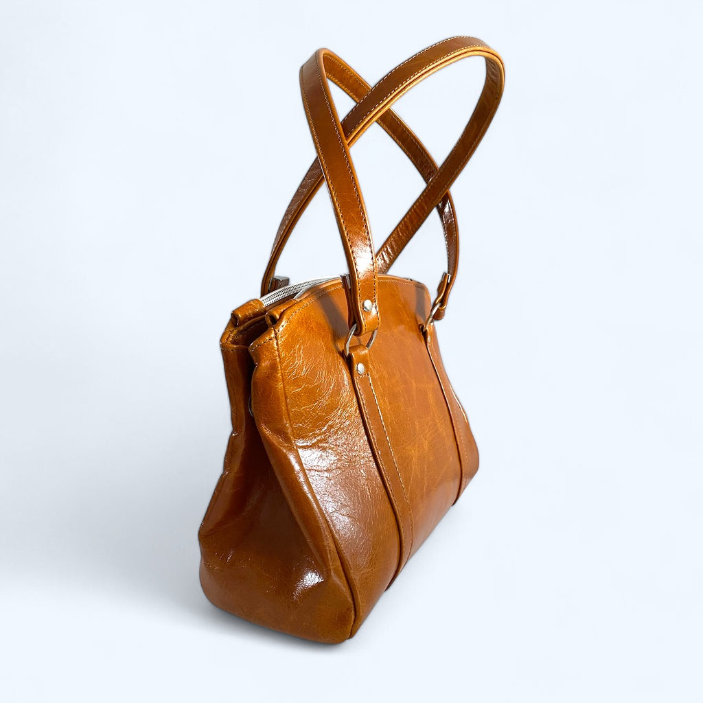 Rowena | Tan Leather 3 Section Shoulder Bag image 7