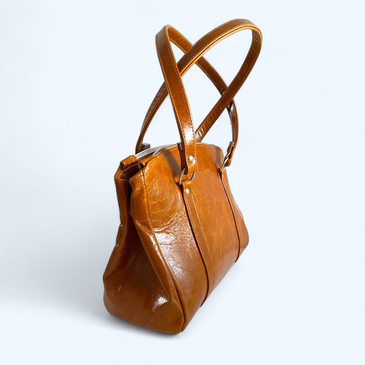 Rowena | Tan Leather 3 Section Shoulder Bag image 7