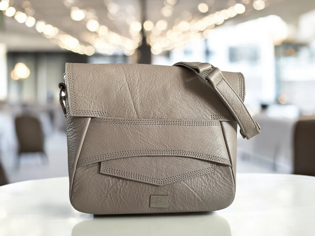 Emmmie | Grey Leather Shoulder Bag | Handcrafted, Eco-Friendly & Stylish image 2