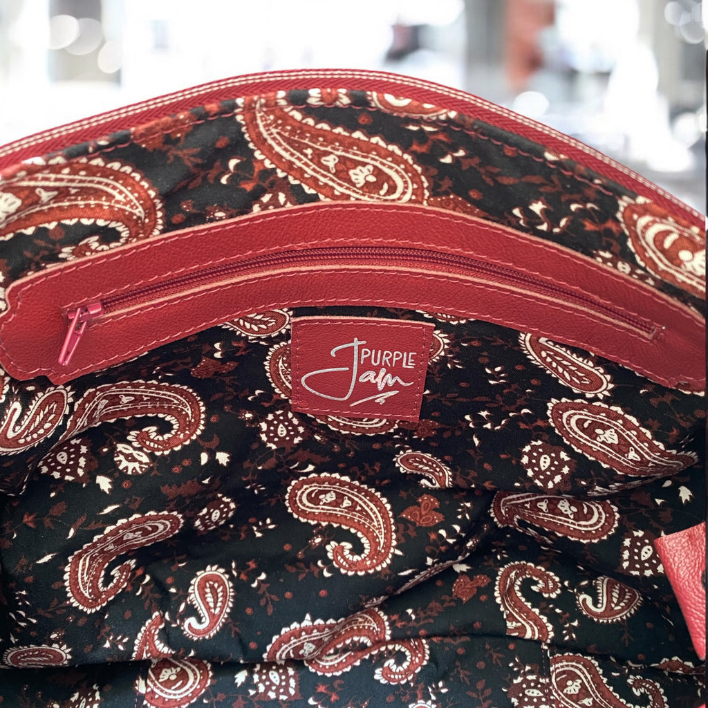 Paulette | Black and Red Leather Shoulder Bag | Handcrafted from Rescued Leather image 9