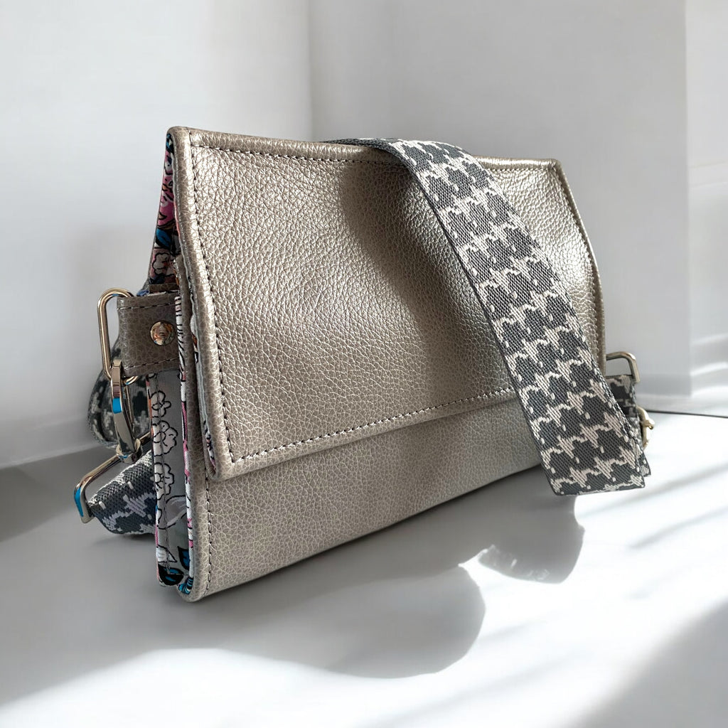 Lucy | Grey Leather Crossbody Clutch Bag | Handcrafted, Versatile & Sustainable image 3