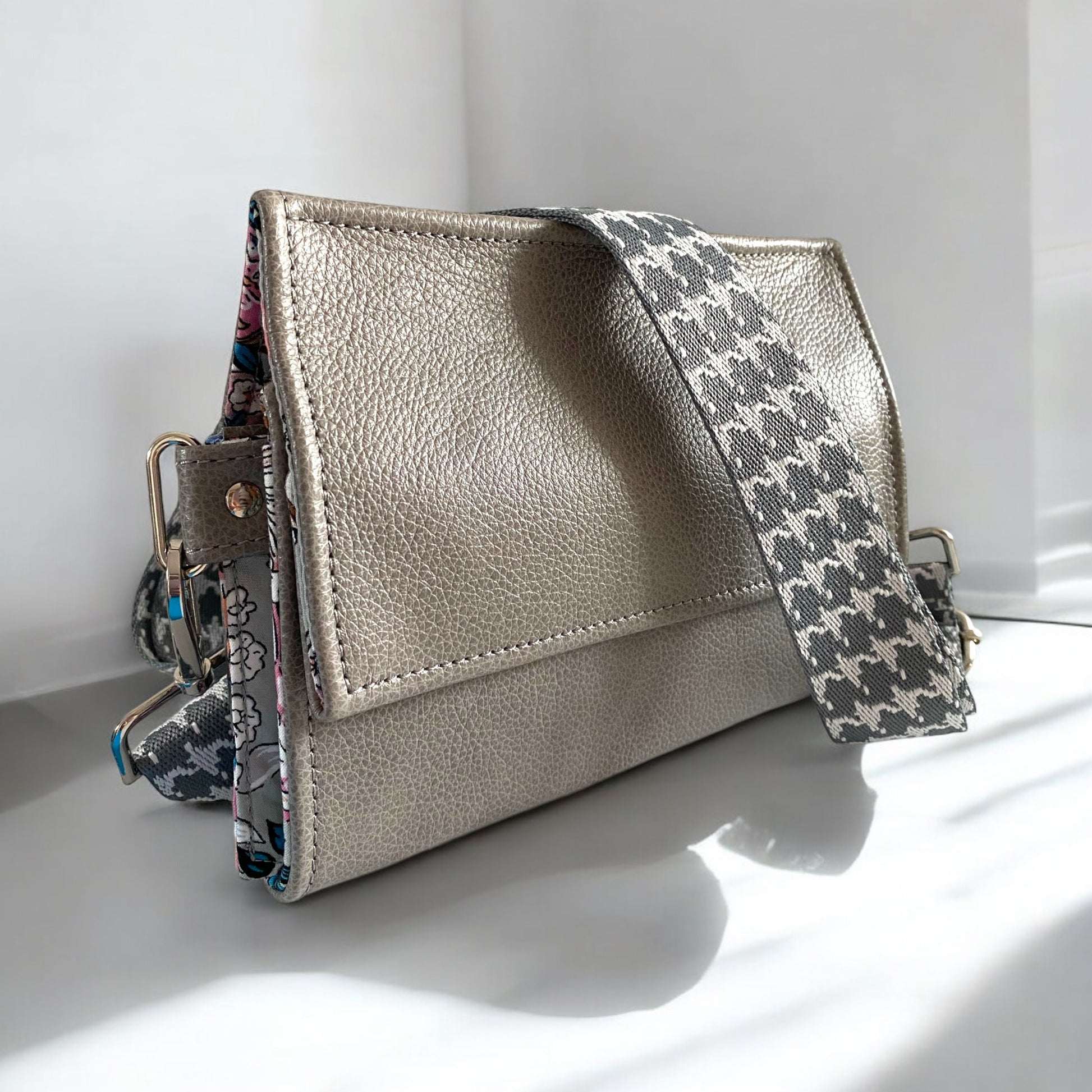 Lucy | Grey Leather Crossbody Clutch Bag | Handcrafted, Versatile & Sustainable image 3