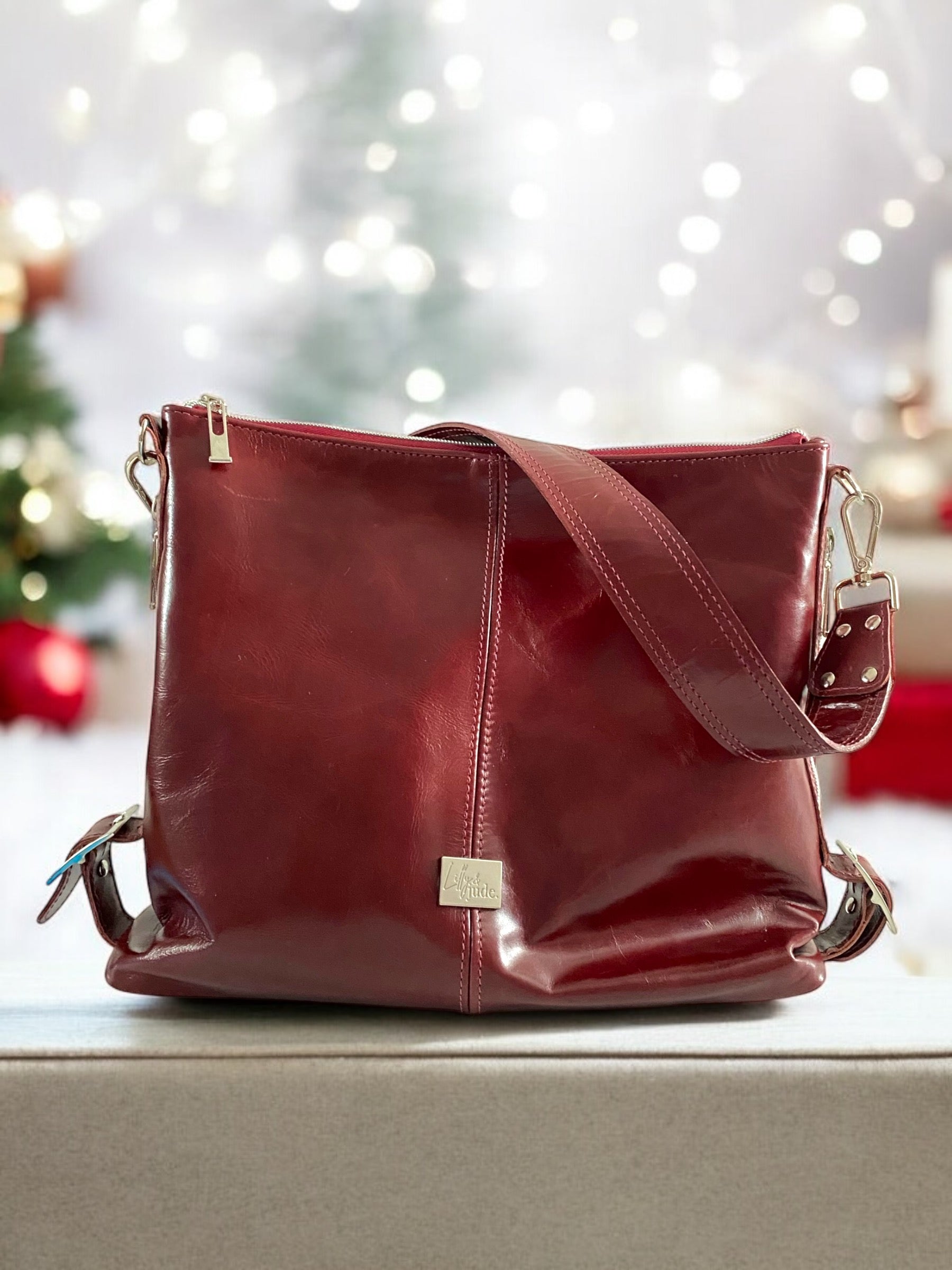 Juliette | Handcrafted Burgundy Leather Slouch Bag image 3