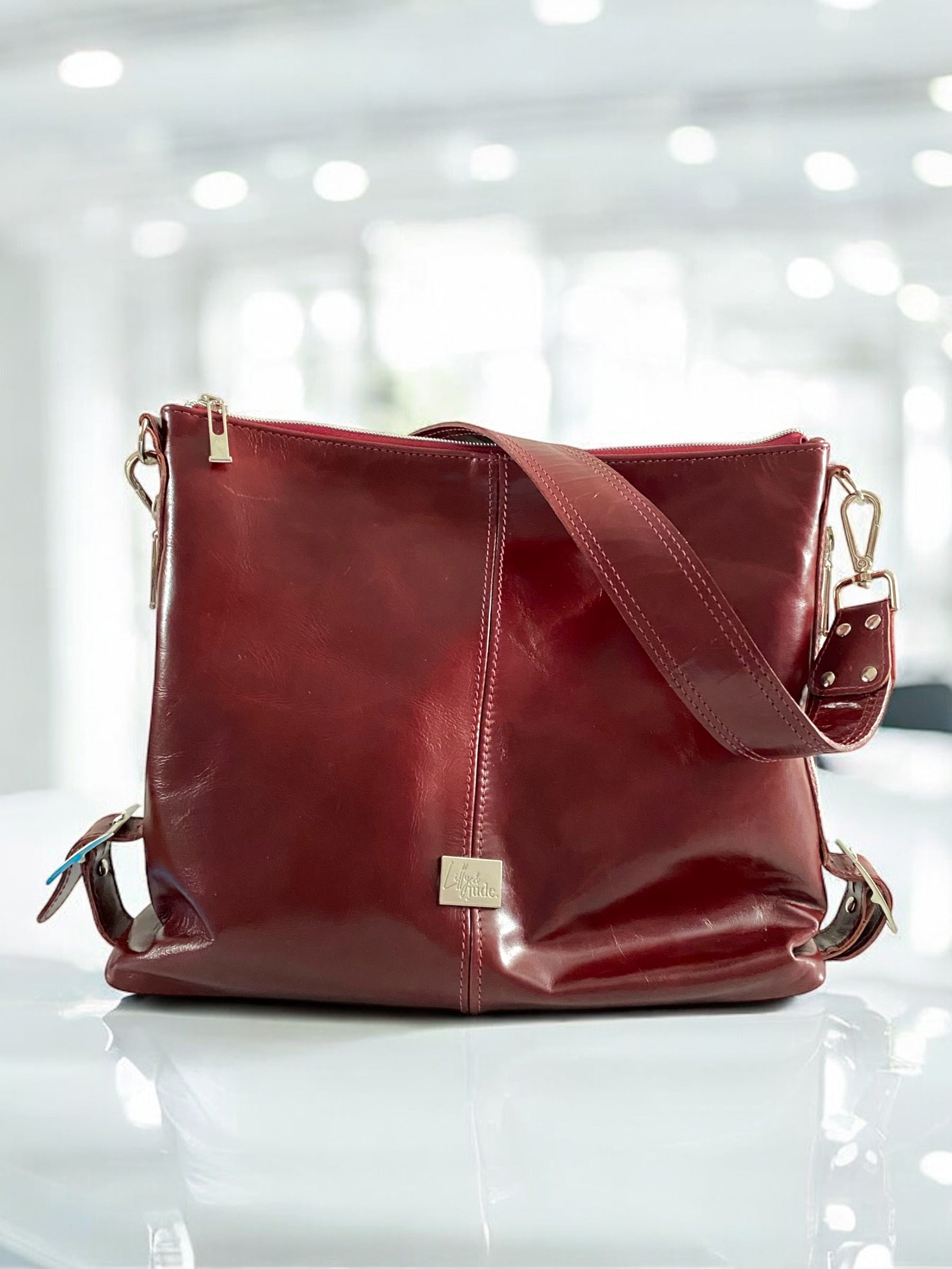 Juliette | Handcrafted Burgundy Leather Slouch Bag image 1