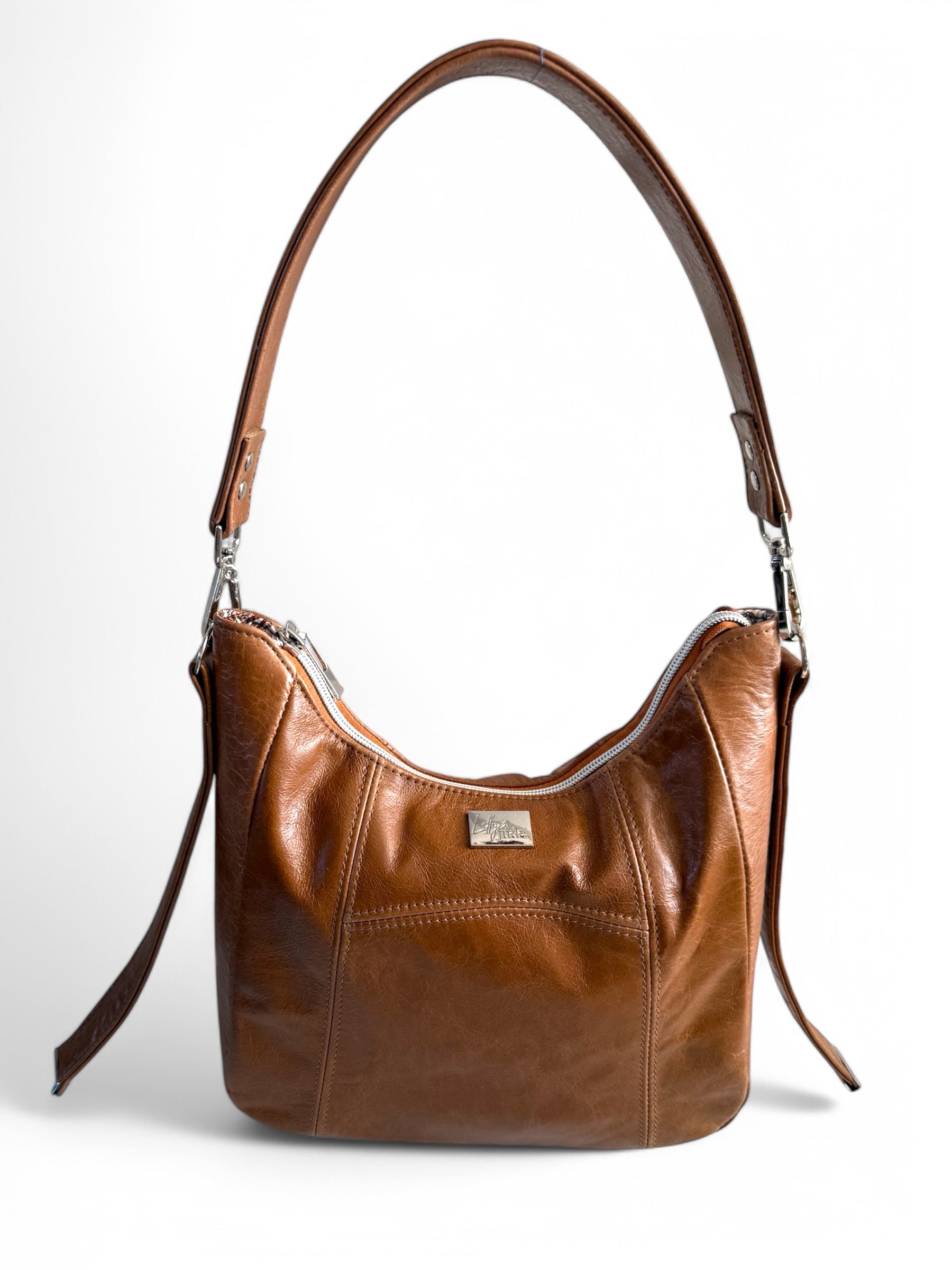 Aurora | Tan Leather Shoulder Bag | Simple Eco Style image 8