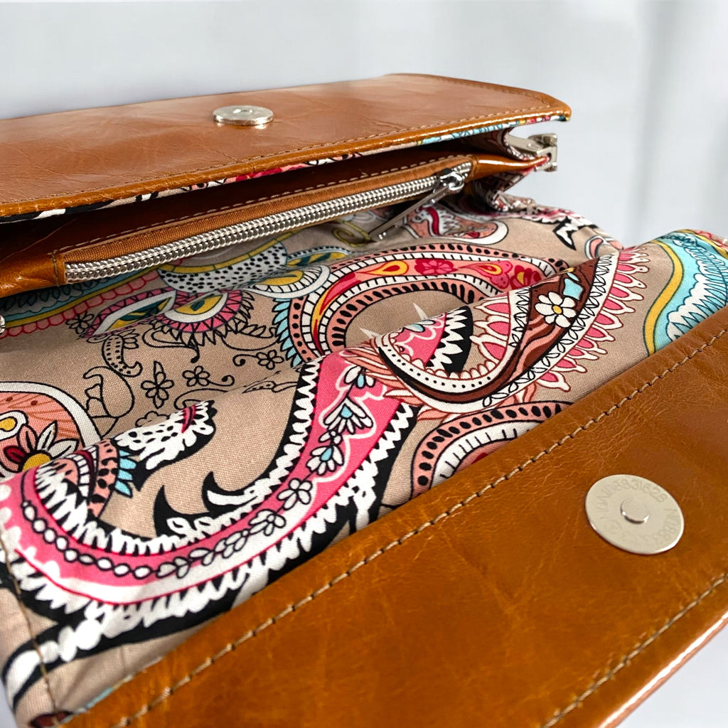 Lucy | Tan Leather Crossbody Clutch Bag | Handcrafted with Integrated Purse image 8