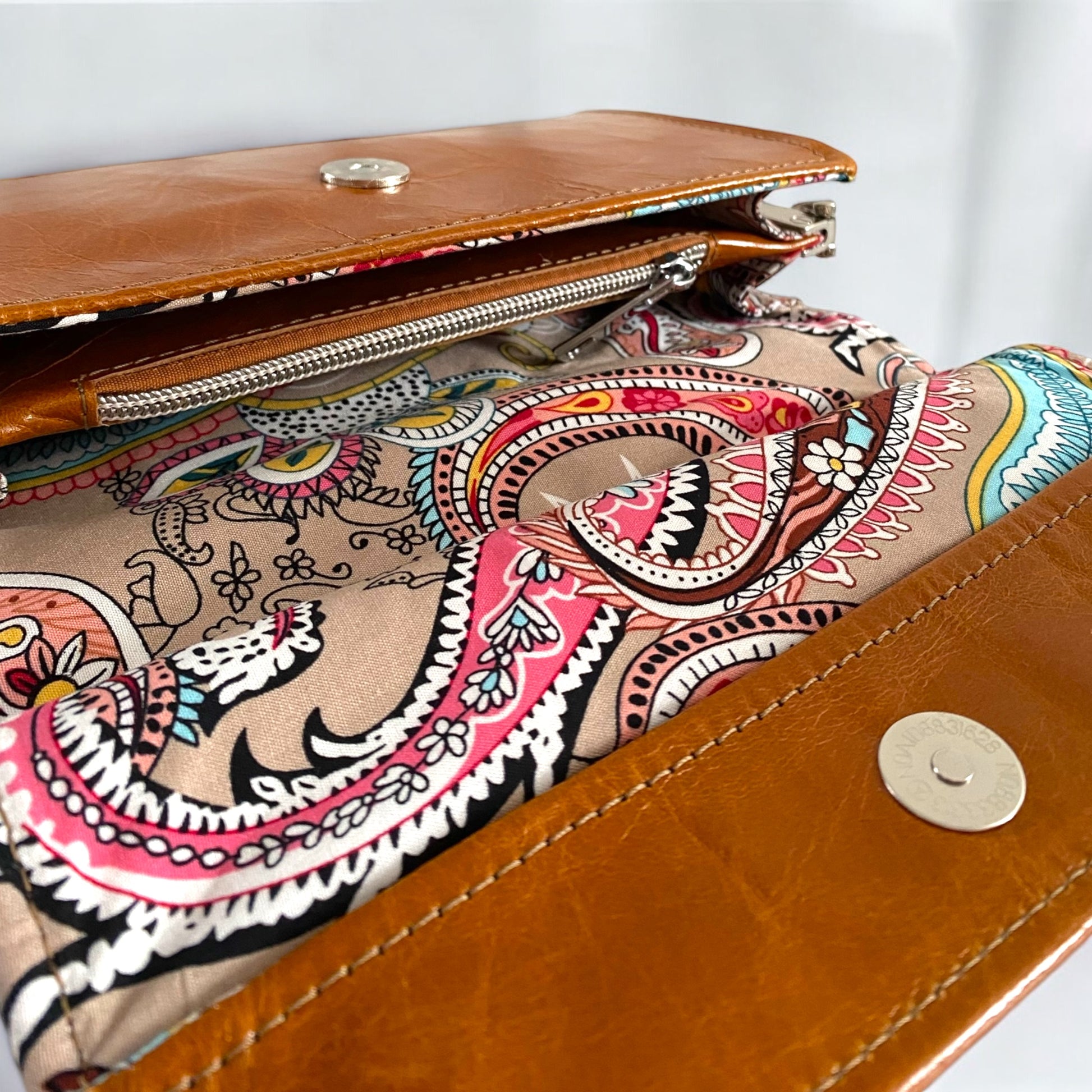 Lucy | Tan Leather Crossbody Clutch Bag | Handcrafted with Integrated Purse image 8