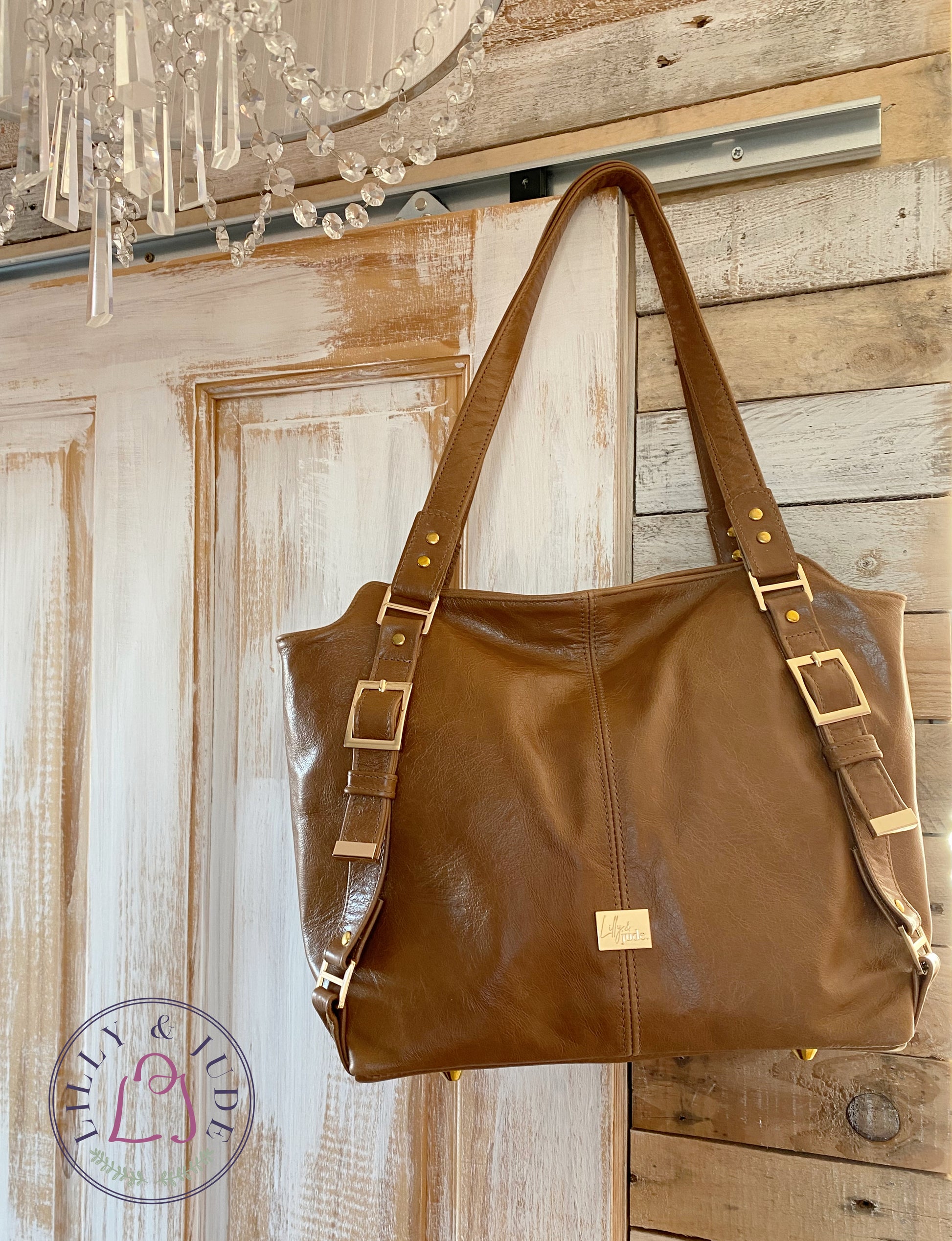 Moonwake | Tan Brown Leather Slouch Tote Bag image 2