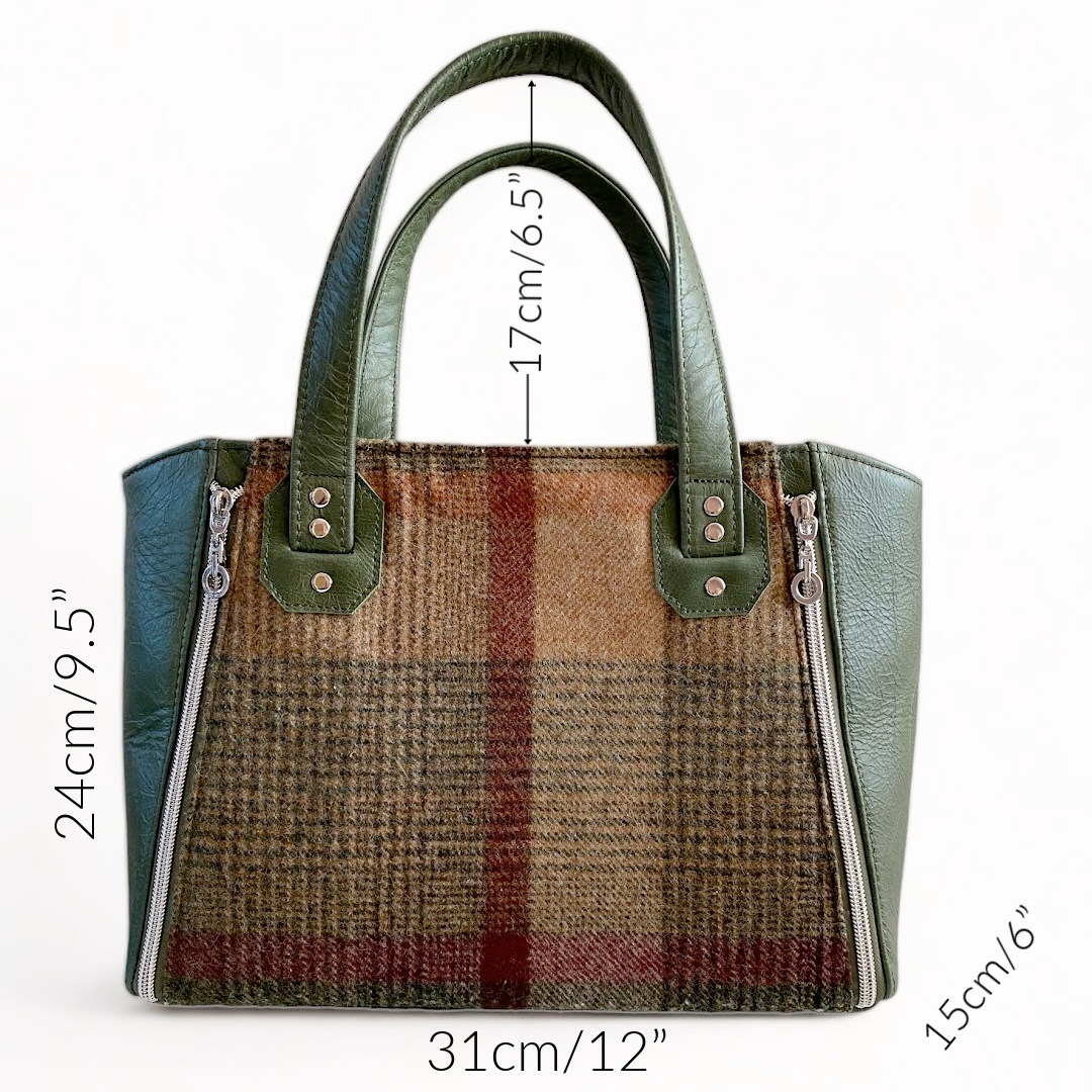 Rudy | Green Leather & Autumnal Tweed Handbag | Handcrafted Eco Luxury image 12