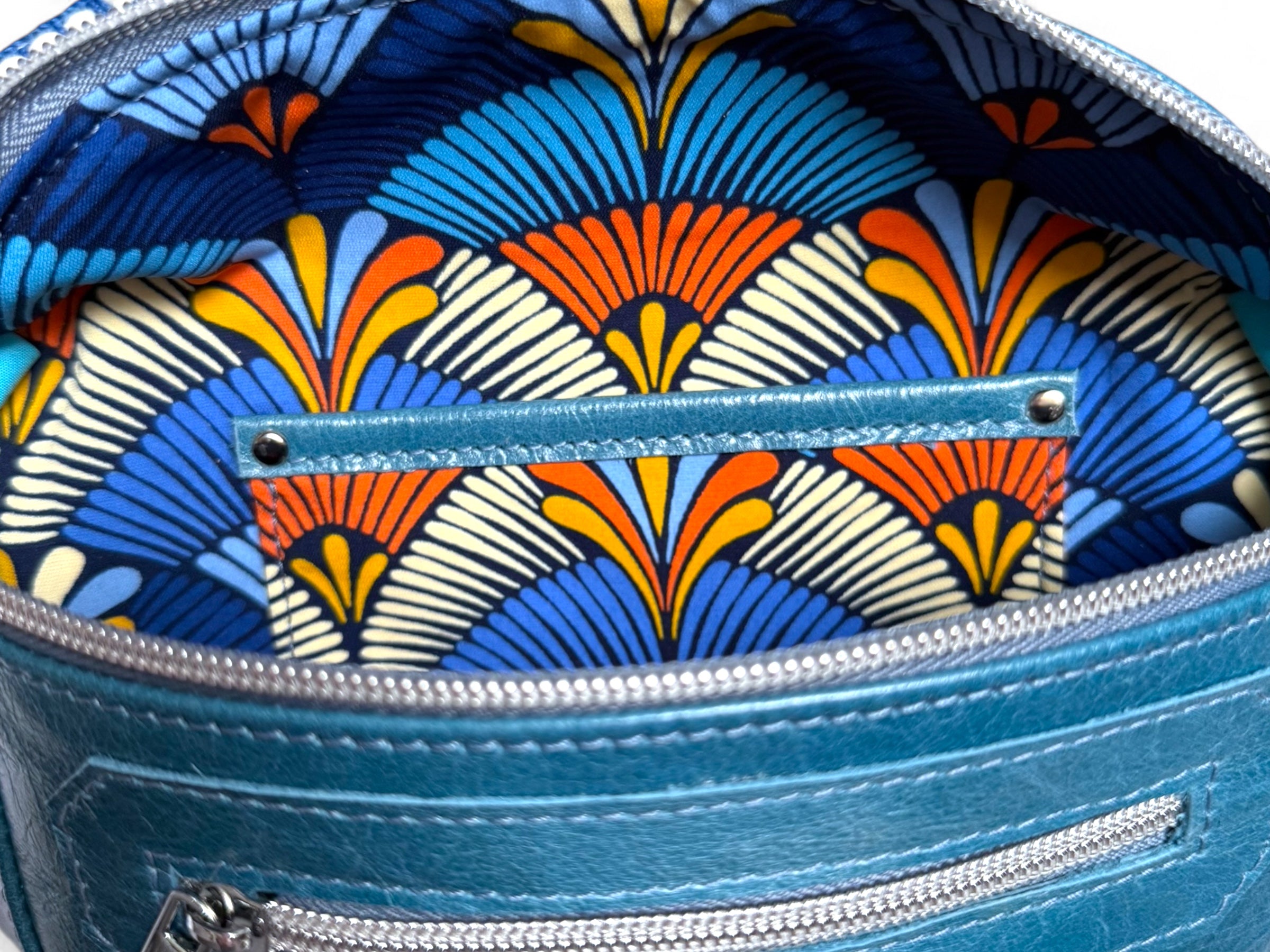 Shelly | Azure Blue Leather Hip Bag | Sustainable Multi-way Bag image 12