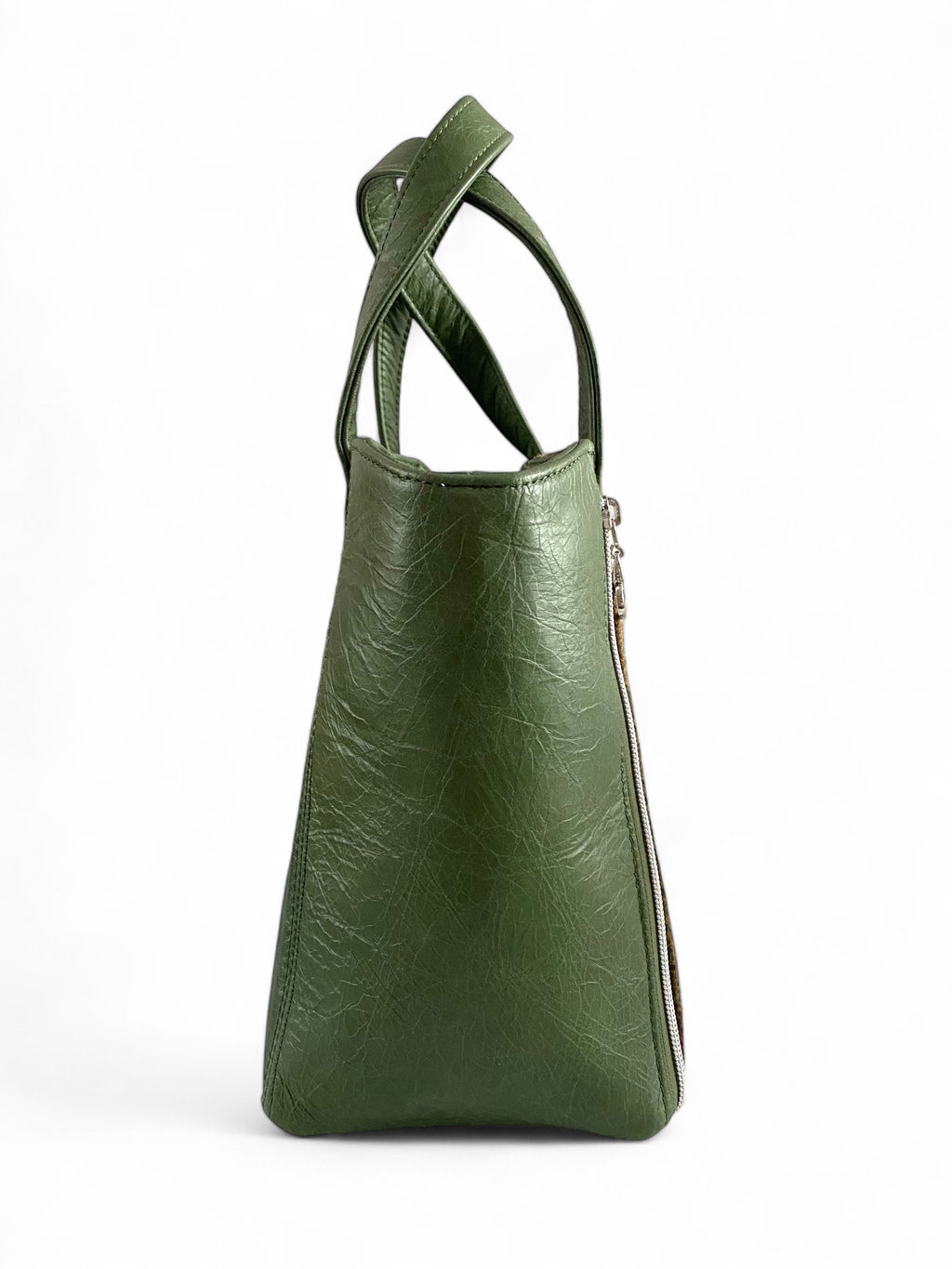 Rudy | Green Leather & Autumnal Tweed Handbag | Handcrafted Eco Luxury image 5